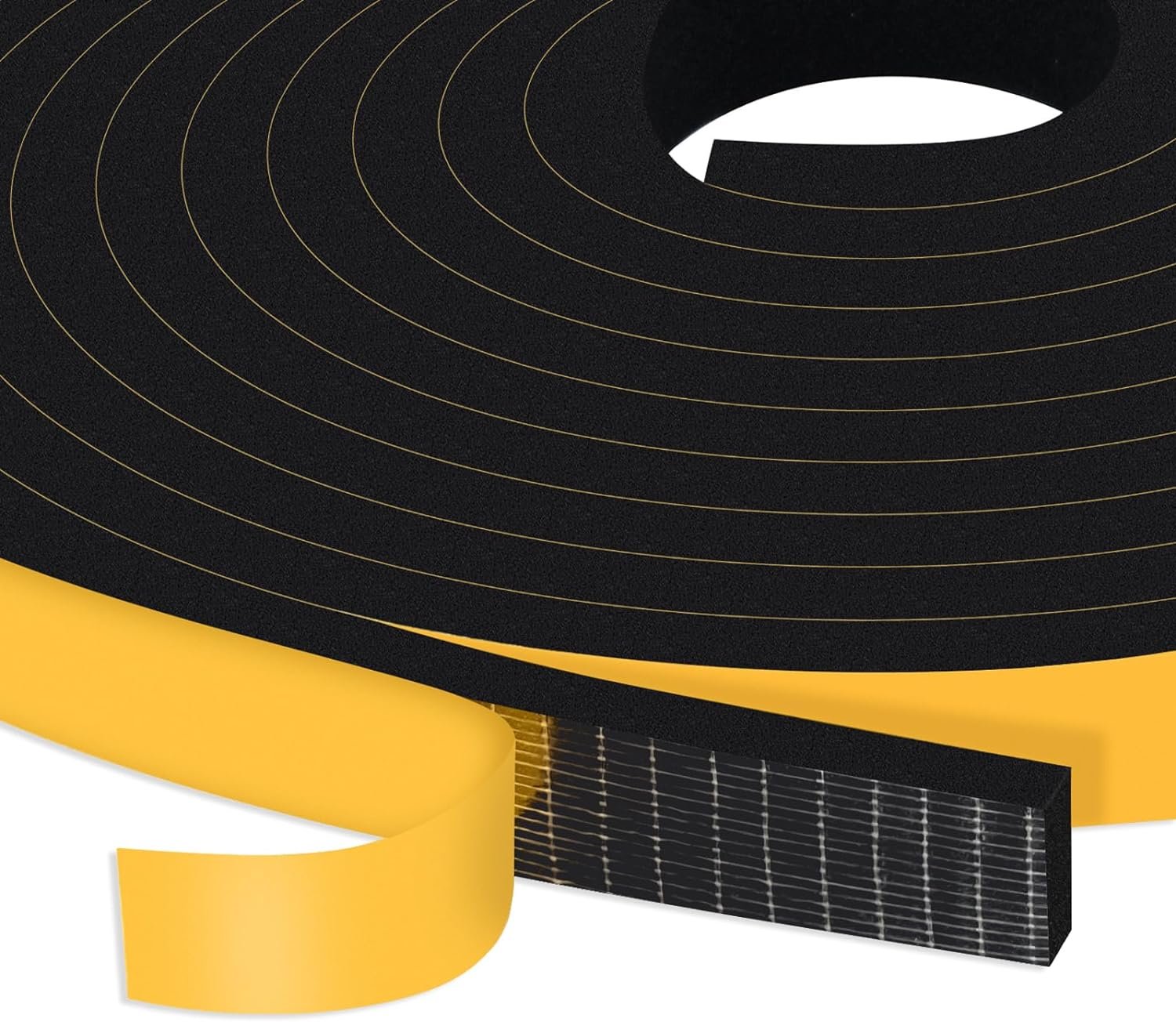 Weather Stripping Door Seal Strip, Strong Adhesive, Lightproof, Noise-Reduction, Weatherproof Foam Tape Insulation for Sliding Door,Front Door Frame, Windows,Cut Energy Bills,1/2″ x 1/4″ Black
