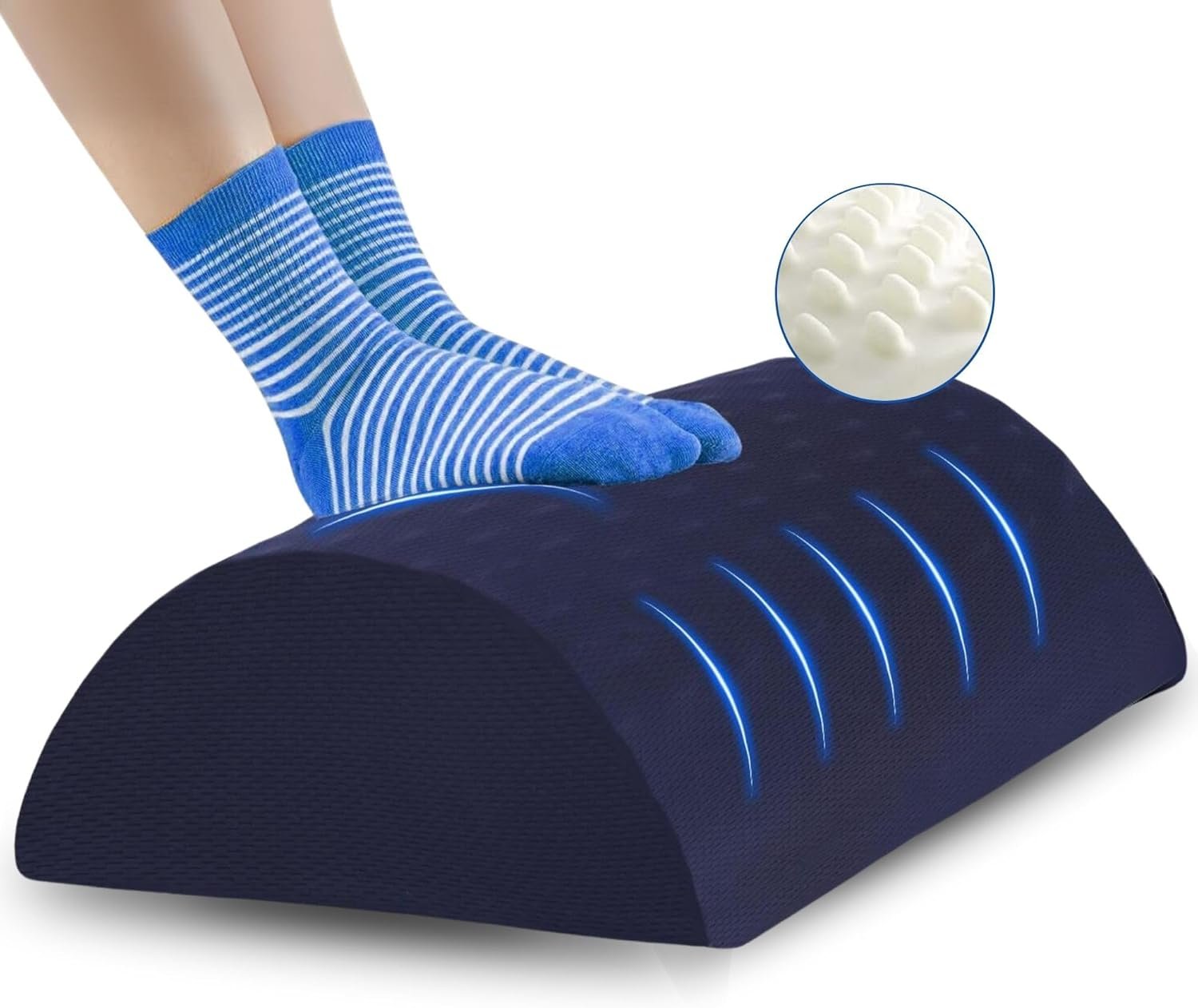 Foot Stool Under Desk, Ergonomic Foot Rest Under Desk Pillow for Improved Posture, Work from Home Essentials & Gaming Desk Accessories, Versatile Footrest for Couch, Office & Car with Massage Texture