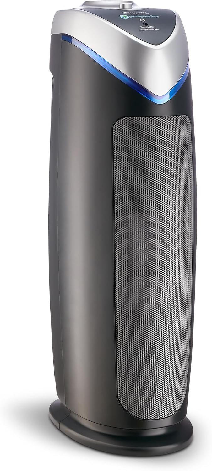 GermGuardian 4-in-1 HEPA Air Purifier for Home, Large Rooms Up to 743 Sq. Ft. with HEPA Air Filter, UV-C Light & Odor Reduction, AC4825E, 22 Tower Gray”
