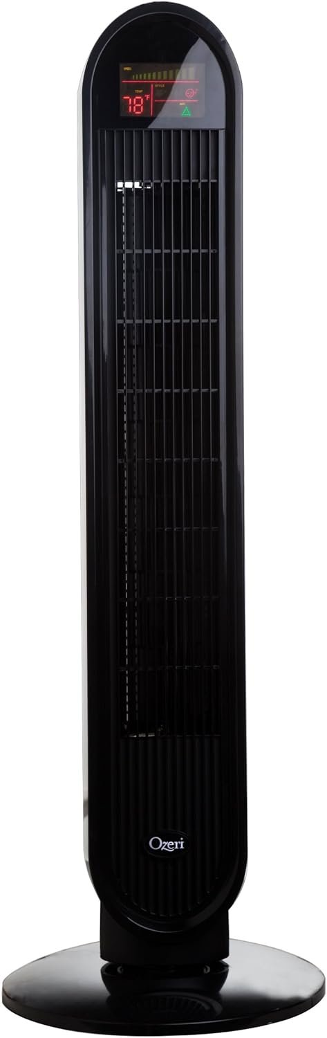 Ozeri 360 Oscillation, Micro-Blade Noise Reduction Technology Tower Fan, Black, Model:OZF5