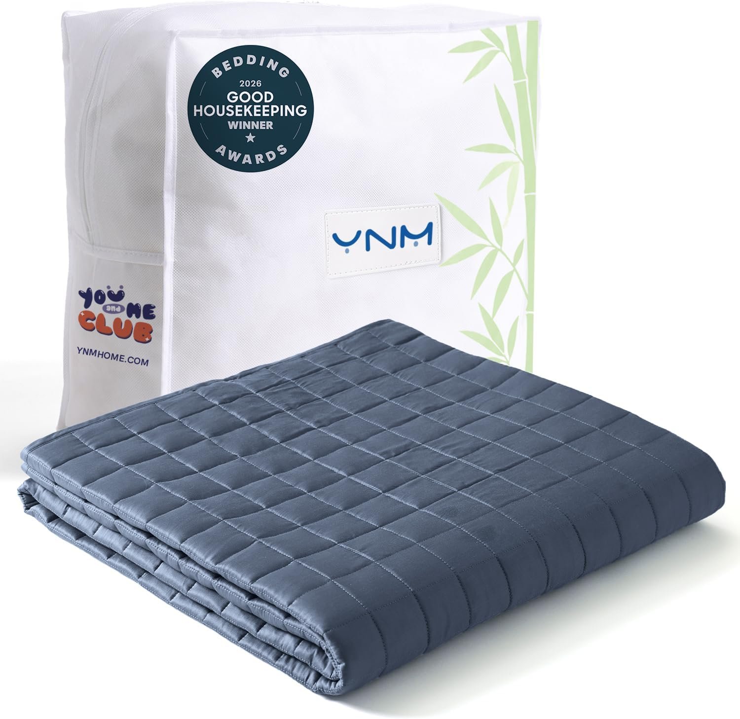 YnM Exclusive Cooling Weighted Blanket, Bed Blanket for One Person of 140lbs, Ideal for Twin/Full Bed (48×72 Inches, 15 Pounds, Blue Grey)
