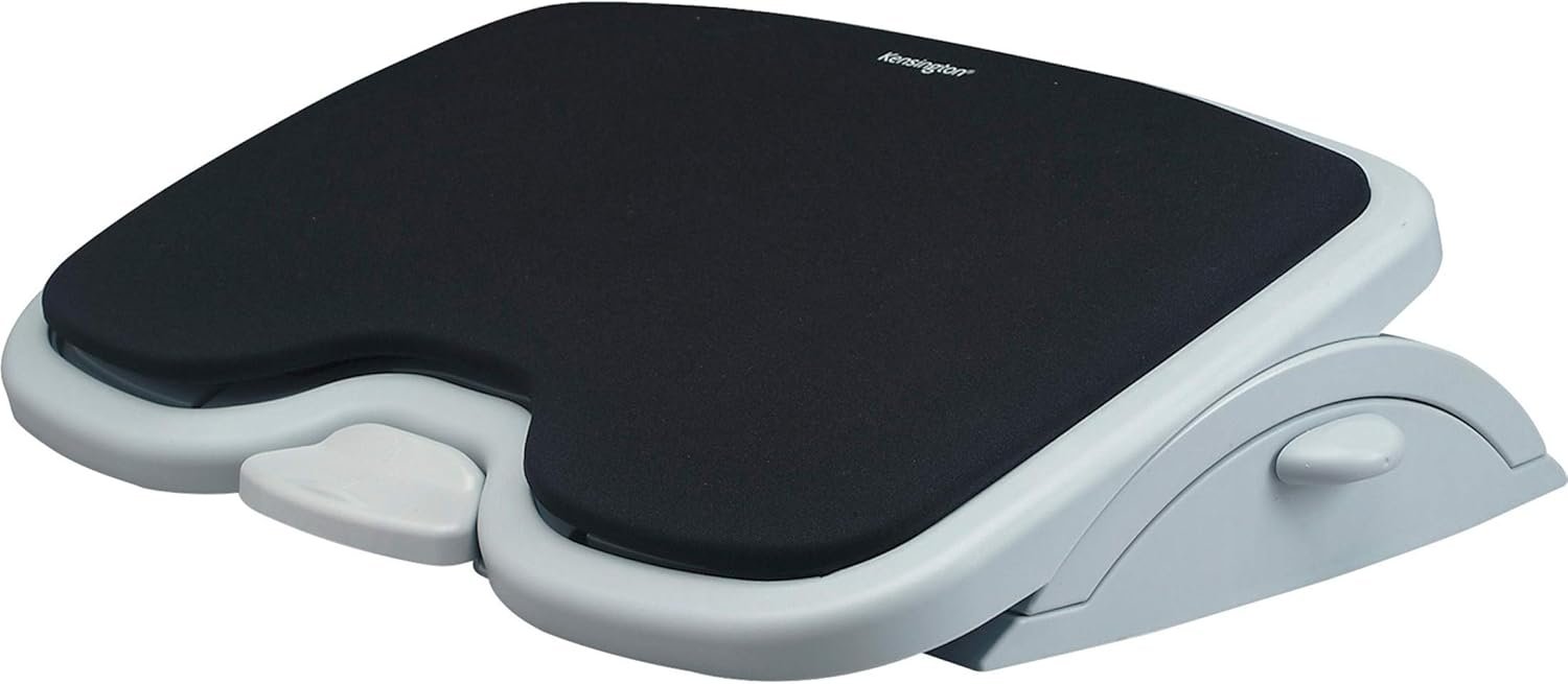 Kensington Foot Rest For Under Desk At Work, Smartfit Comfort Memory Foam Angle and Height Adjustable Footrest, Non-Skid Foot Stool For Under Office Desk, White/Black K56144USF