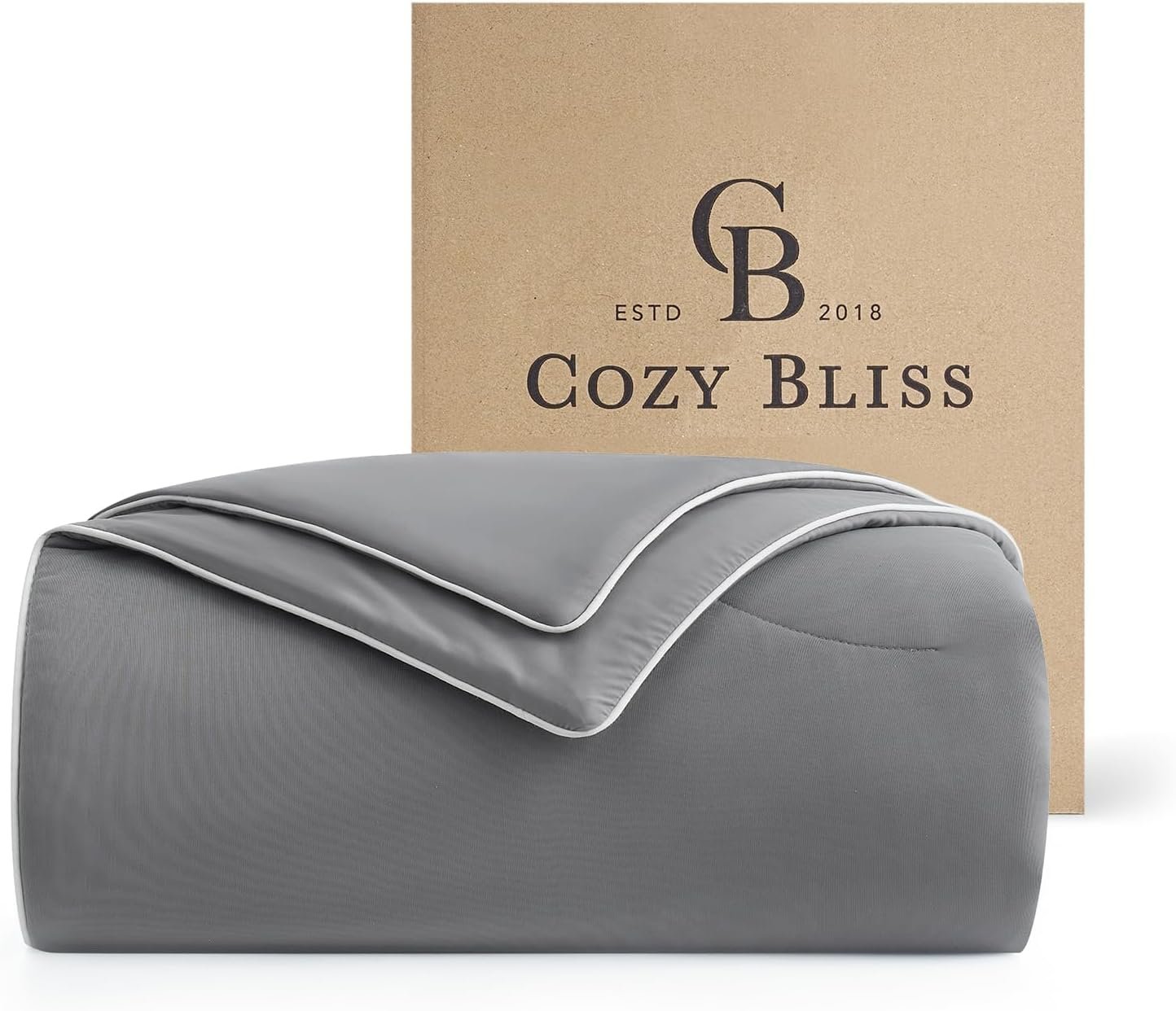 Cozy Bliss Cooling Comforter Queen Size, Reversible Lightweight Cooling Blankets for Hot Sleepers and Night Sweats, Q-Max>0.45 Soft Breathable Silky Smooth Summer Comforter, Dark Grey, 90″x90″