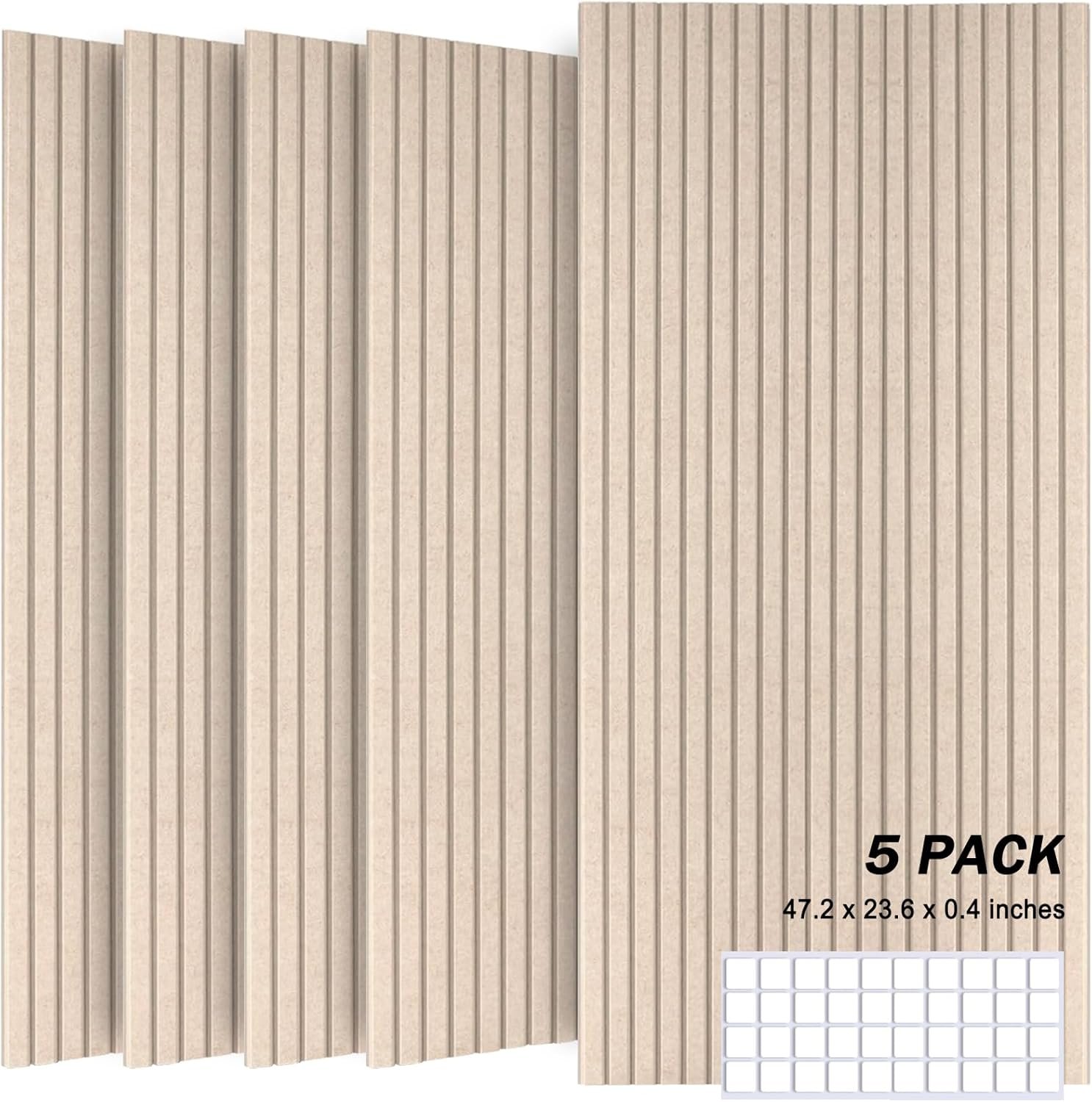 Large Acoustic Panels, 48″X24″X0.4″ Sound Proof Foam Panels for Walls, Sound Dampening Panels, Soundproof Wall Panels for Home Studio&Office Decor. (Deep Camel, 5 Pack)