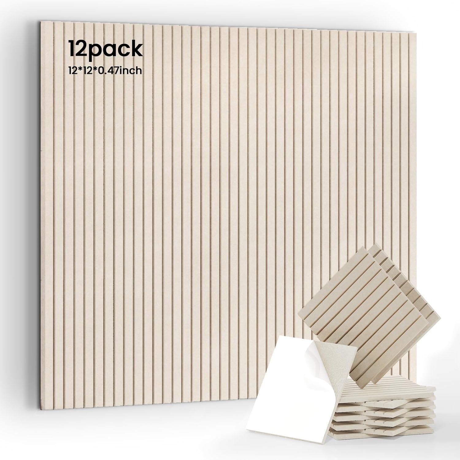 12 Pack Acoustic Panels,Thicker 0.47inch Self-Adhesive Soundproof Wall Panels,High Density Sound Proof Panels for Walls, Office, Reccording Studio, Home,Furnace-Camel