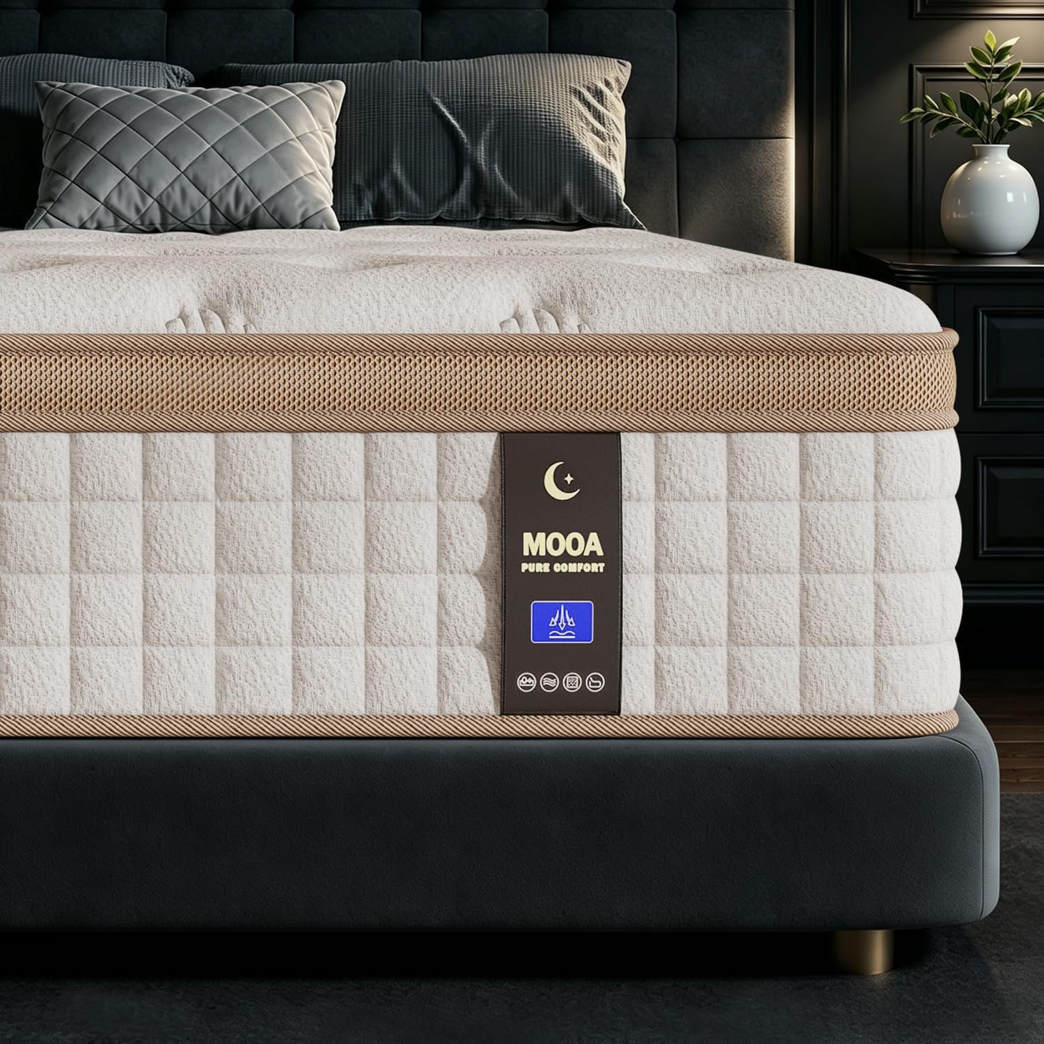 MOOA Mattress Full Size, 12 Inch Mattress Medium Firm with Extra Lumbar & Shoulder Support, Hybrid Mattresses with Gel Memory Foam,Pressure Relief & Motion Isolation, No Odor