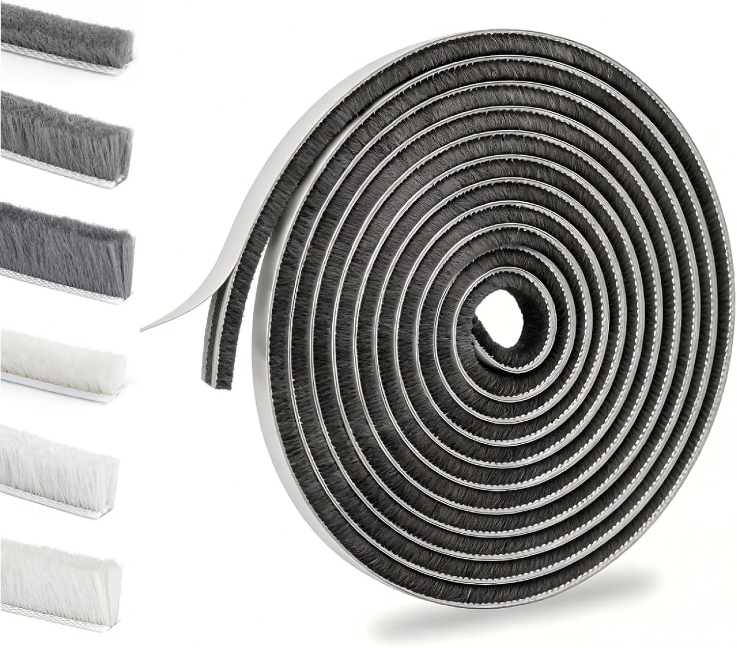 Bruiefpap 39.4FT Weather Stripping for Doors and Windows, Self-Adhesive Soundproofing Door Seal, Door Insulation for Sliding, Exterior, Frames and Front, 0.35” Wide x 0.35” Thick, Grey