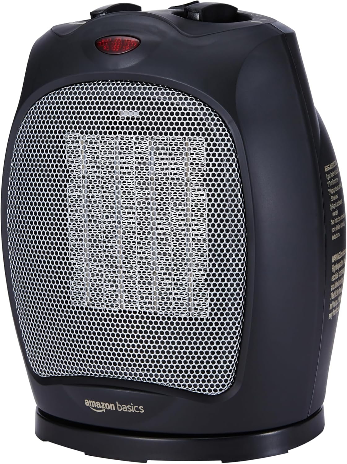 Amazon Basics Oscillating Ceramic Space Heater, Portable Fast Heating Indoor Solution, With Overheat and Tip-Over Protection, Thermostat, 1500W, 7.52″D x 6.34″W x 9.45″H, Black