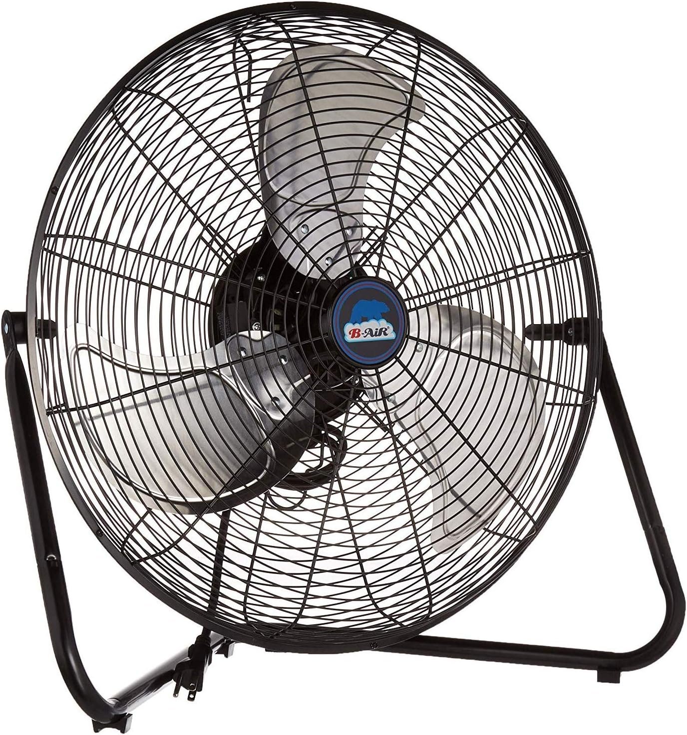 B-Air Firtana 20″ High Velocity Electric Garage Floor Fan for Industrial and Home Use with 3-Speeds and Tilt Adjustable Fan Head, SAFF-20, Black