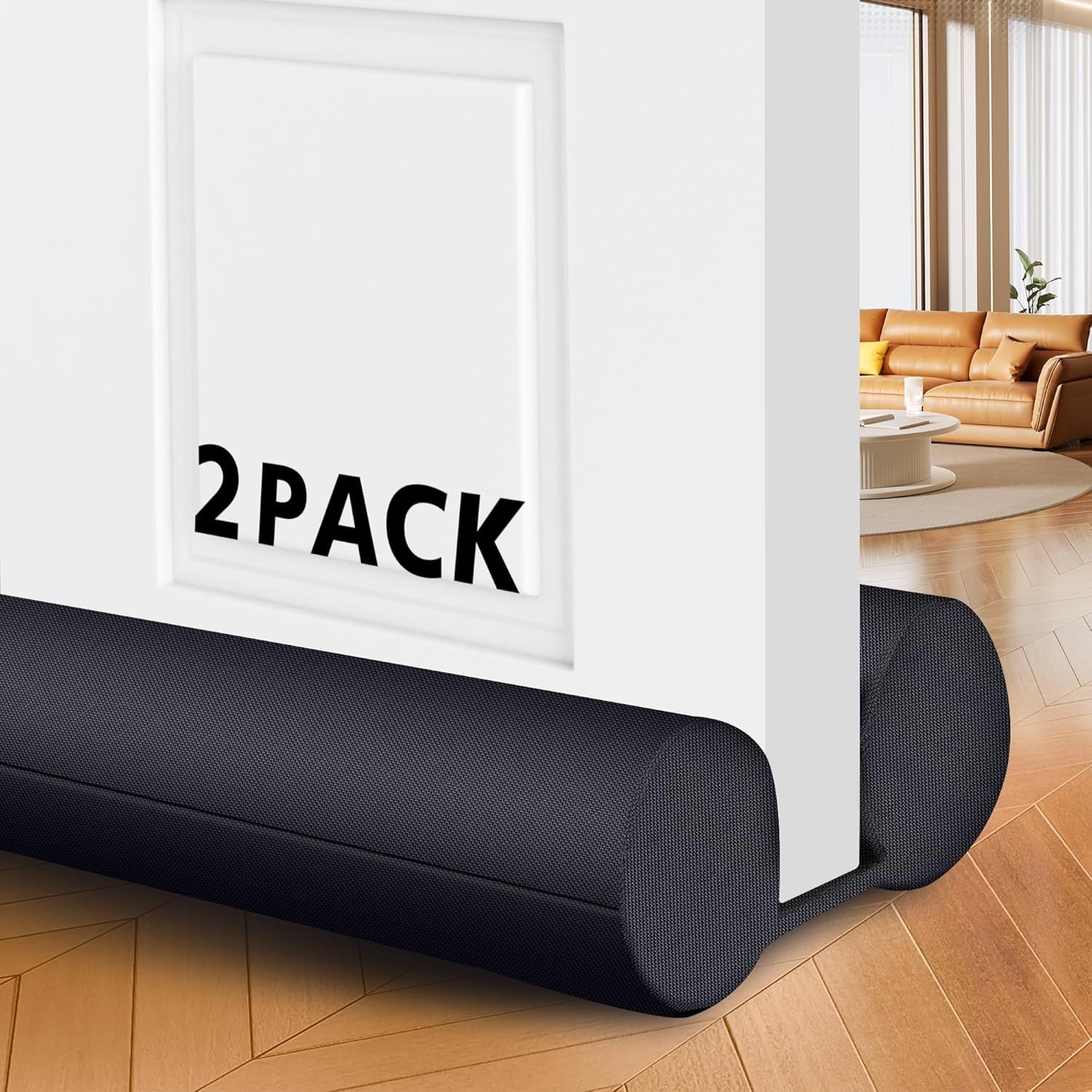 (2 Pack) Under Door Draft Stopper, Draft Stopper for Bottom of Door, Adjustable 30-36 Inch Door Draft Blocker, Under Door Gap Filler, Easy Install Door Seal, Helps Reduce Drafts, Noise and Heat Loss