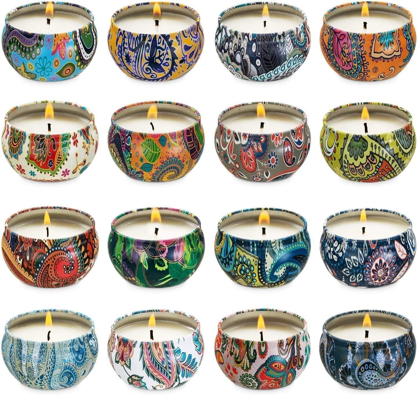 YOROXRG Set 16 Pack Scented Candles Gifts Soy Wax Travel Tin Jar Candles for Home 2.5 OZ Scented Candles for Mom for Christmas, Birthday, Thanksgiving, Mother’s Day…
