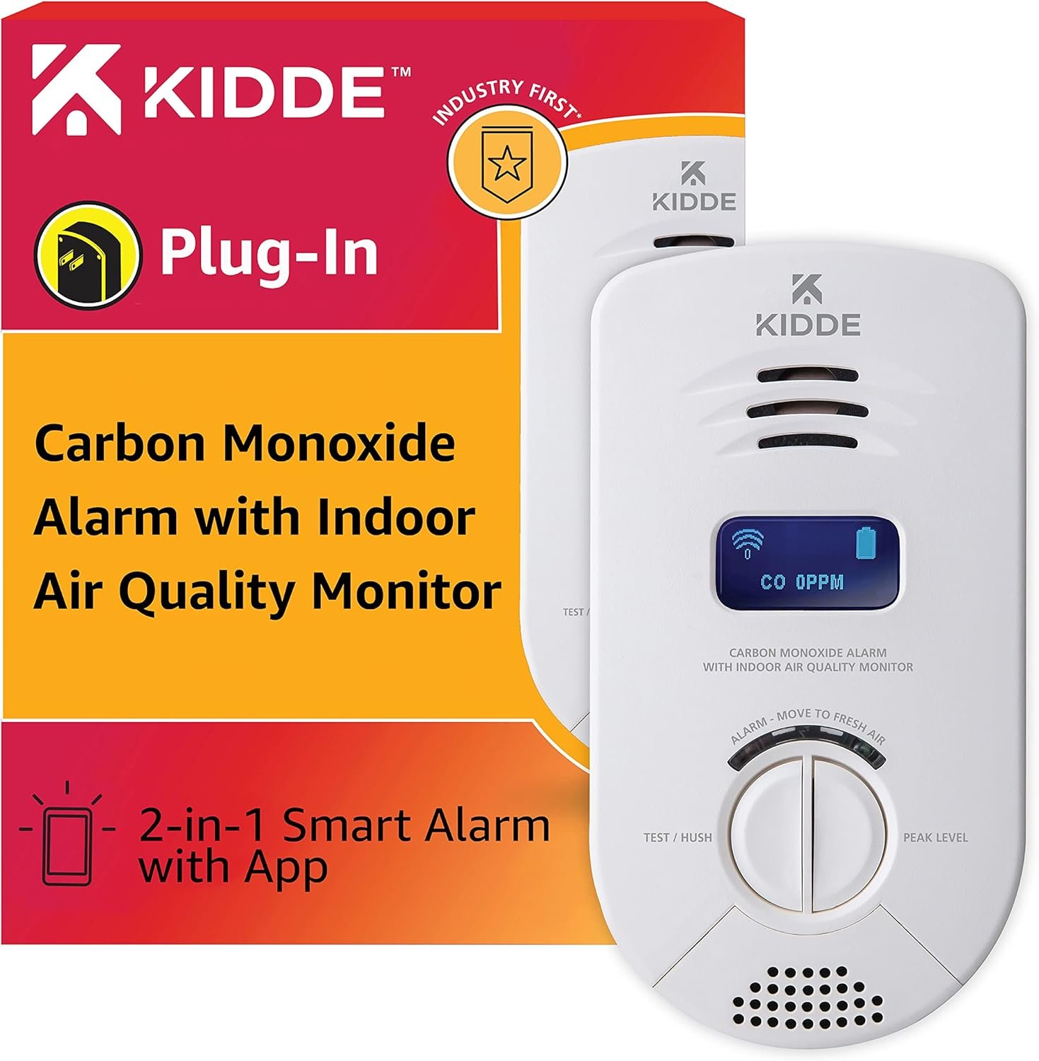 Kidde Smart Carbon Monoxide Detector & Indoor Air Quality Monitor, Plug-In, WiFi, Alexa Compatible Device, Voice & App Alerts
