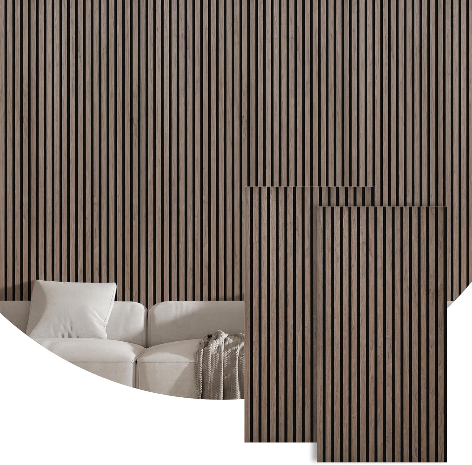 2 Packs Acoustic Wall Panel, 47.2″x23.6″ Wood Slat SoundProof Wall Panels, Sound Absorbing Dampening Panel for Office,Home Theater,Studio, Walnut