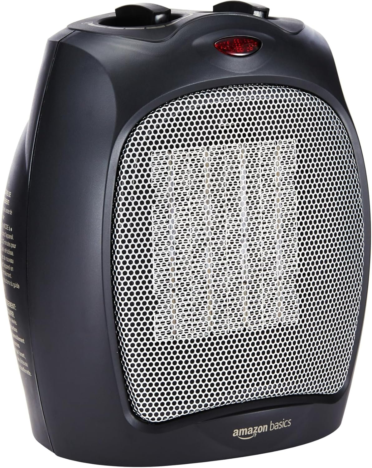 Amazon Basics Ceramic Space Heater, Portable Indoor Heating Solution, With Overheat and Tip-Over Protection, Thermostat, Non-Oscillating, 1500W, 7.52″D x 6.34″W x 9.45″H, Black