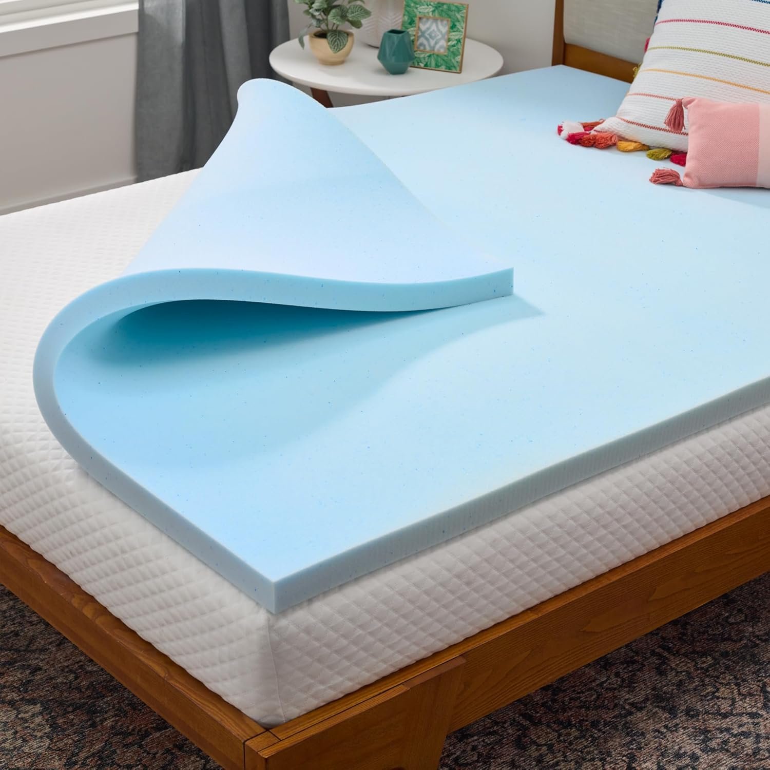 Linenspa Memory Foam Mattress Topper, Queen Size – 2 Inch Gel Infused Memory Foam – Plush Feel – Cooling and Pressure Relieving – CertiPUR Certified