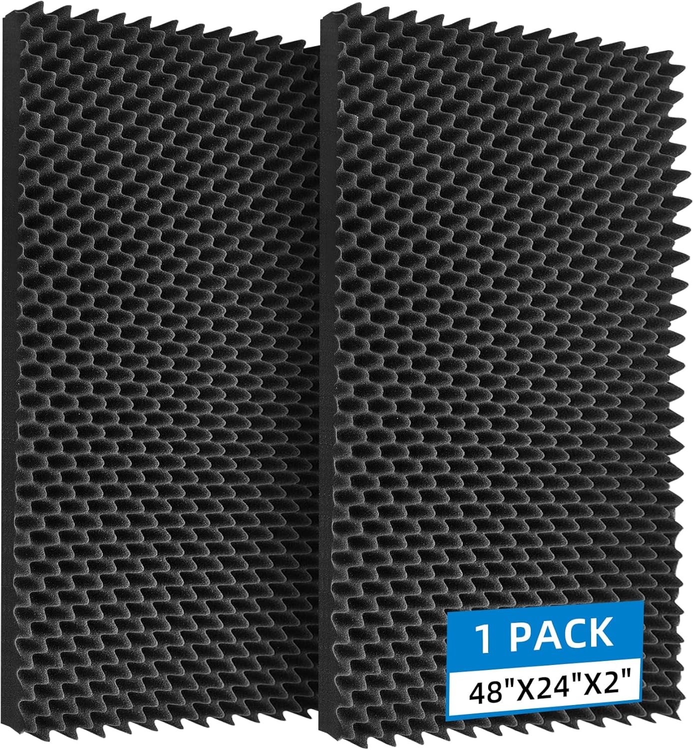 1 Pcs Sound Proof Foam Panels |48″×24″×2″ Quick-Recovery Soundproof Wall Panels | High Density Sound Dampening Panels for Home Studio,(Black)