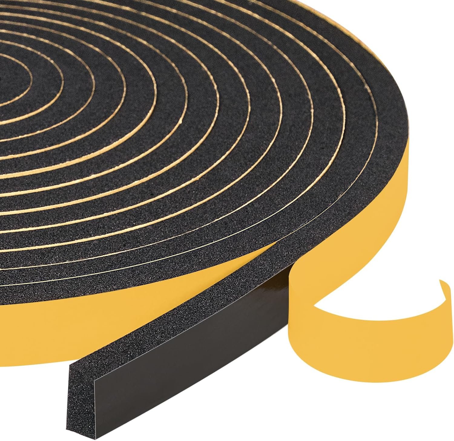 Yotache Weather Stripping Door Seal Strip 1/2 x 1/4 inch, 2 Rolls x 13Ft, New Adhesive Foam Insulation Tape for Door Frames, Windows, Total 26Ft