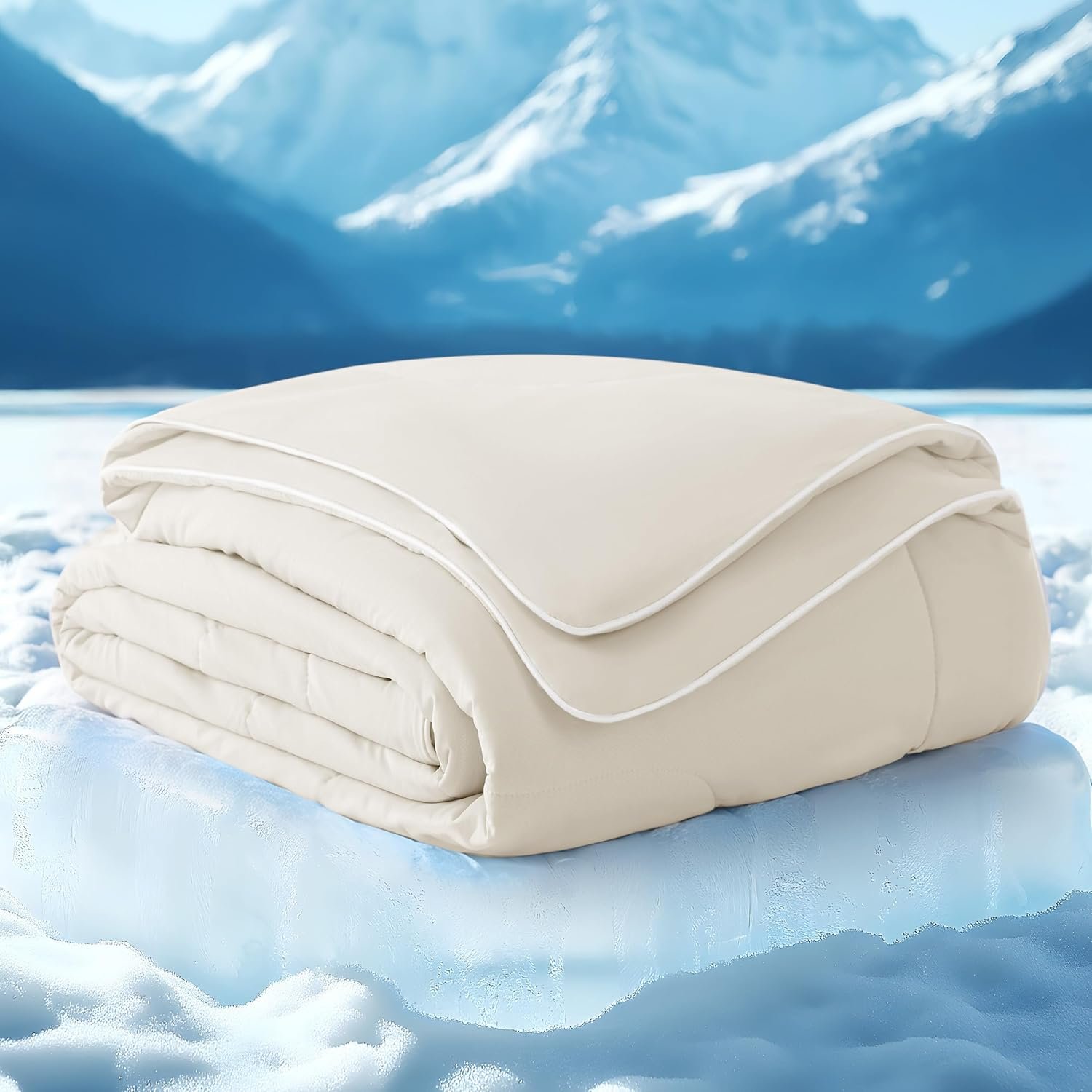 Bedsure Cooling Blankets for Hot Sleepers – Cooling Comforter, Cold Summer Blanket Queen Size for Bed, Ice Breathable and Lightweight Gift for Night Sweats, Linen, 90×90 Inches