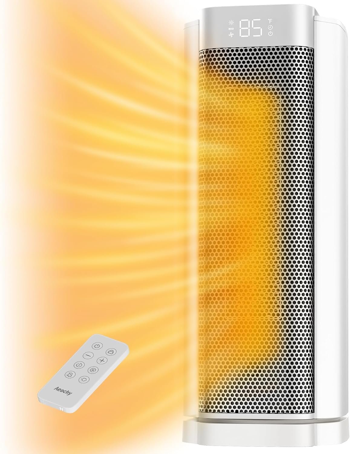 AEOCKY 3rd-Gen Space Heater with AI Thermostat, 1500W PTC Electric Heaters for Indoor Use With Remote, 70° Oscillation, Utmost Silence, Safe Portable for Office, Bedroom, Room, Home (White)