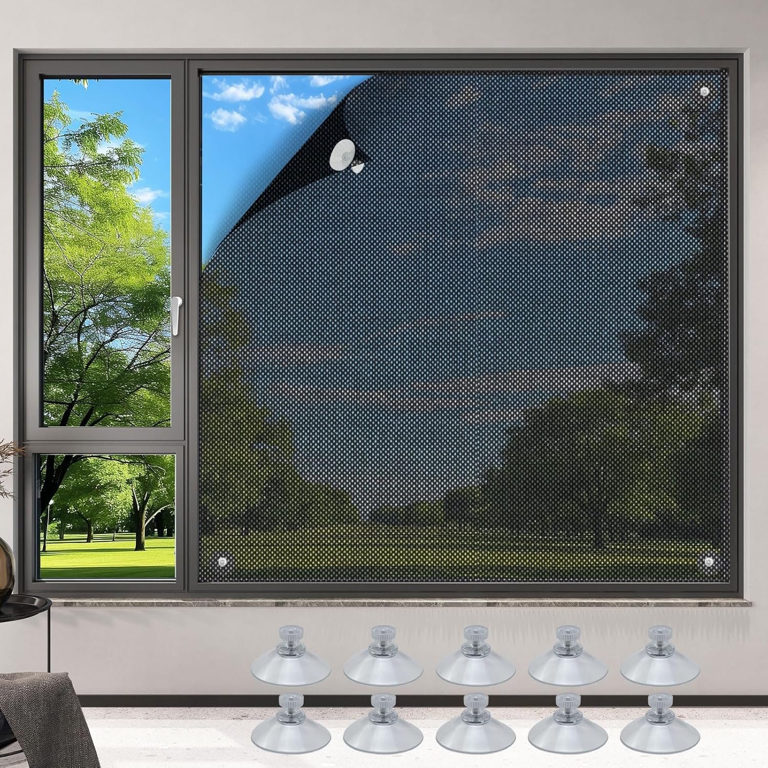 Window Shades no Drill – Cordless Light Filtering with Suction Cups, Easy Install, 62 x 78 Inch, Perfect for Bedroom & Living Room