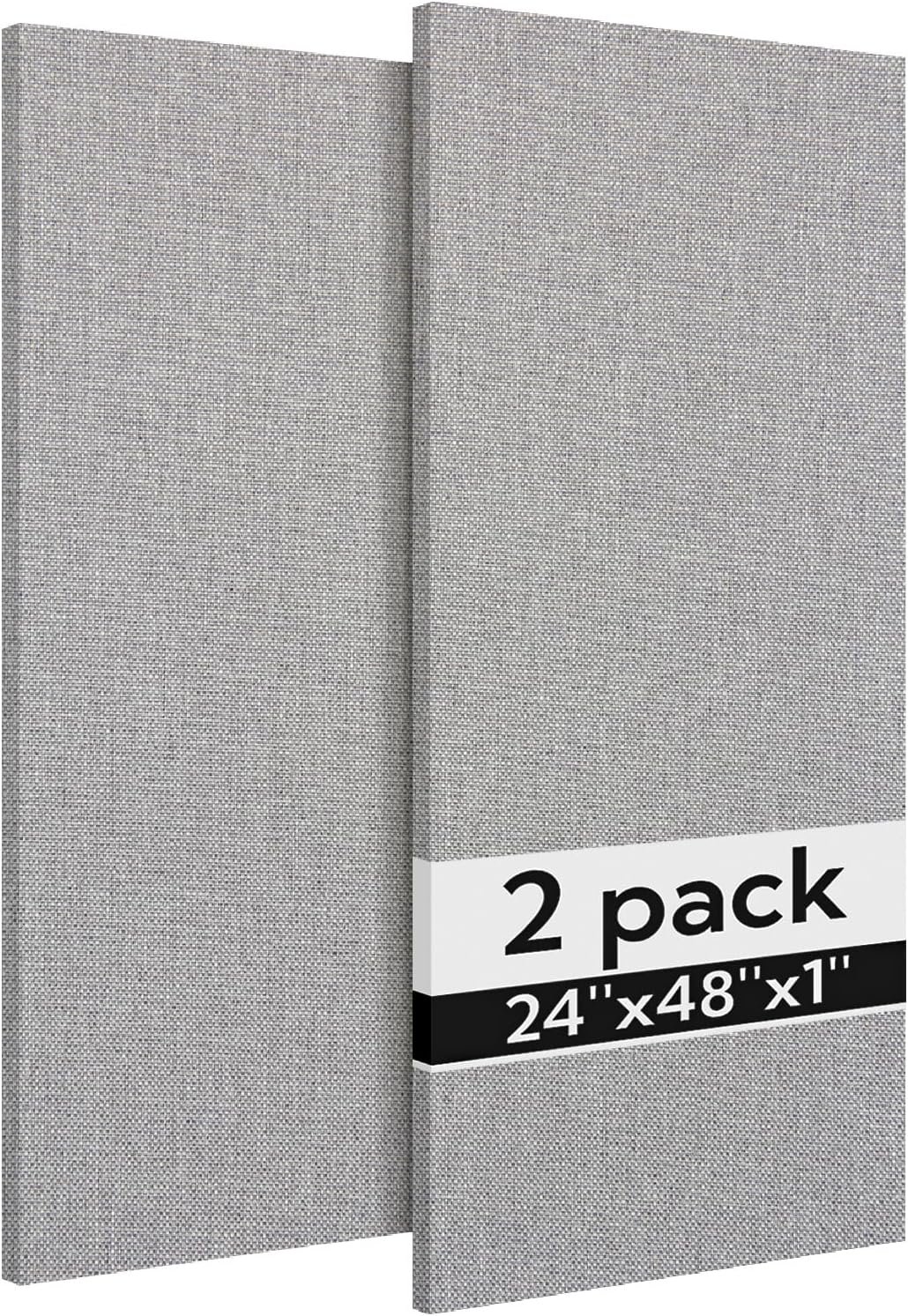 Olanglab Acoustic Panels 2 Pack, 48”x24” Large Sound Panels, Fabric Wrapped Sound Proof Foam Panels for Walls, Sound Absorbing Panels for Recording Studio Acoustical Treatments (Light Grey)