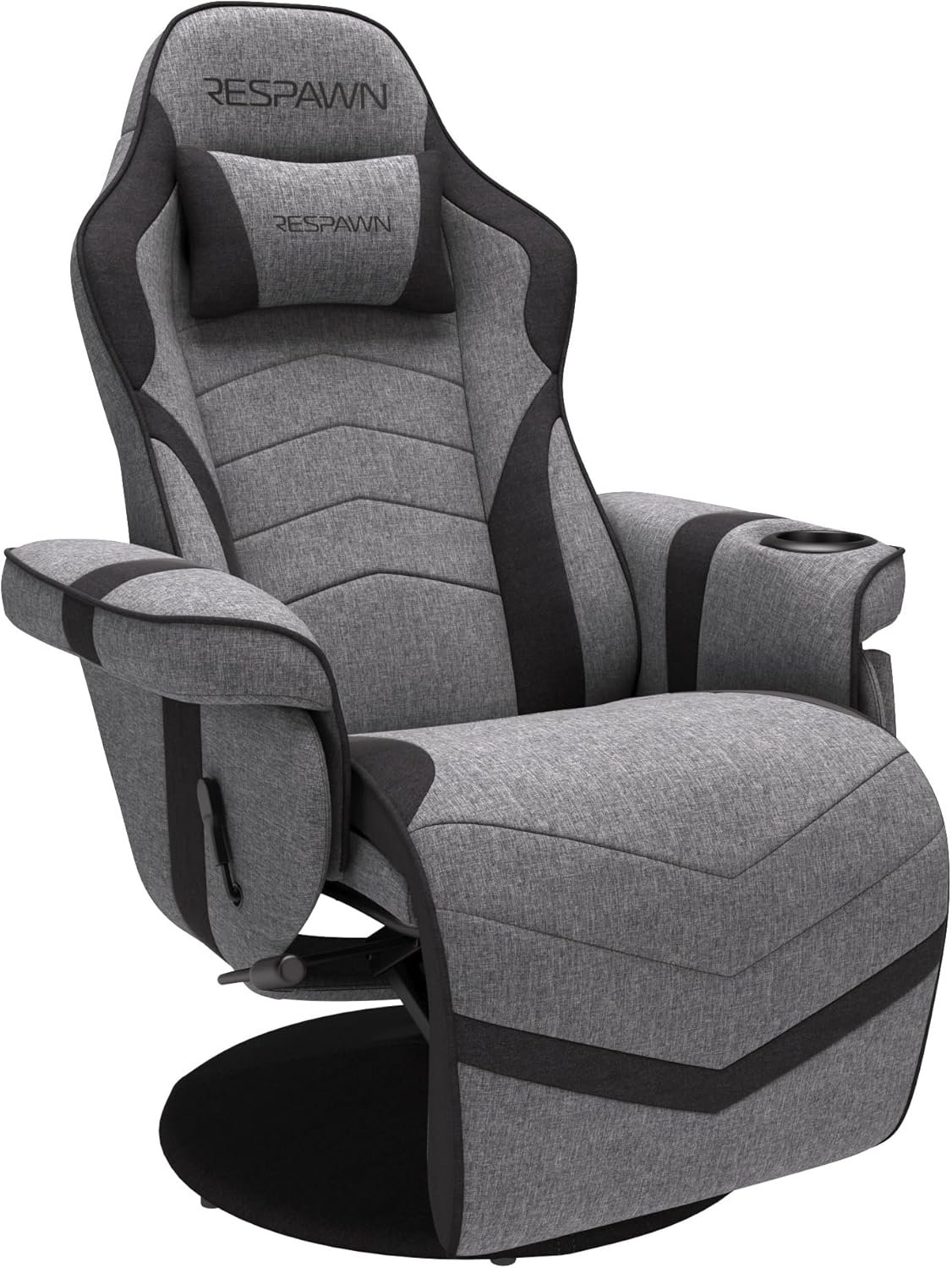 RESPAWN 900 Console Gaming Recliner with Footrest and Lumbar Support – Comfortable Ergonomic Gaming Chair with Headrest, No Wheels, Reclining, Heavy Duty, Racing Style Video Game Chairs – Gray Fabric