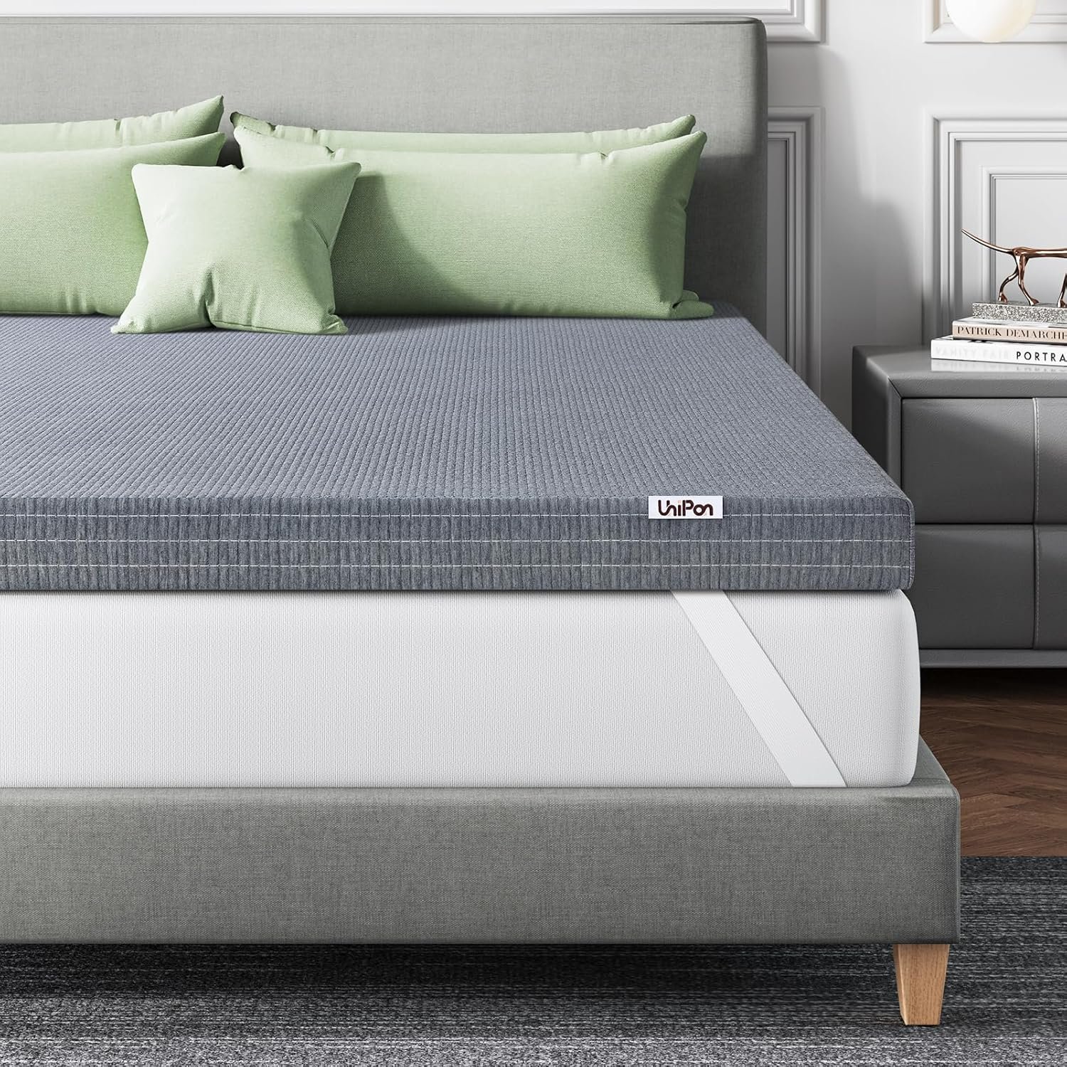 Firm Queen Mattress Topper with Cooling Gel & Bamboo Charcoal, 3 Inch Firm Queen Memory Foam Mattress Topper for Pain Pressure Relief