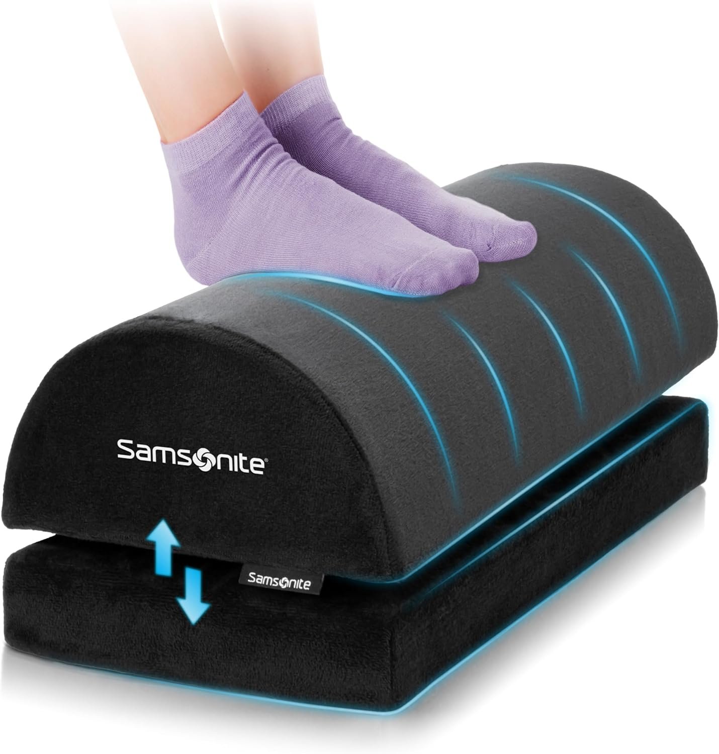 Samsonite Ergonomic Foot Rest, Adjustable Memory Foam Foot Stool for Under Desk at Work, Office Desk Accessories for Long Sessions and RelaxingComfort