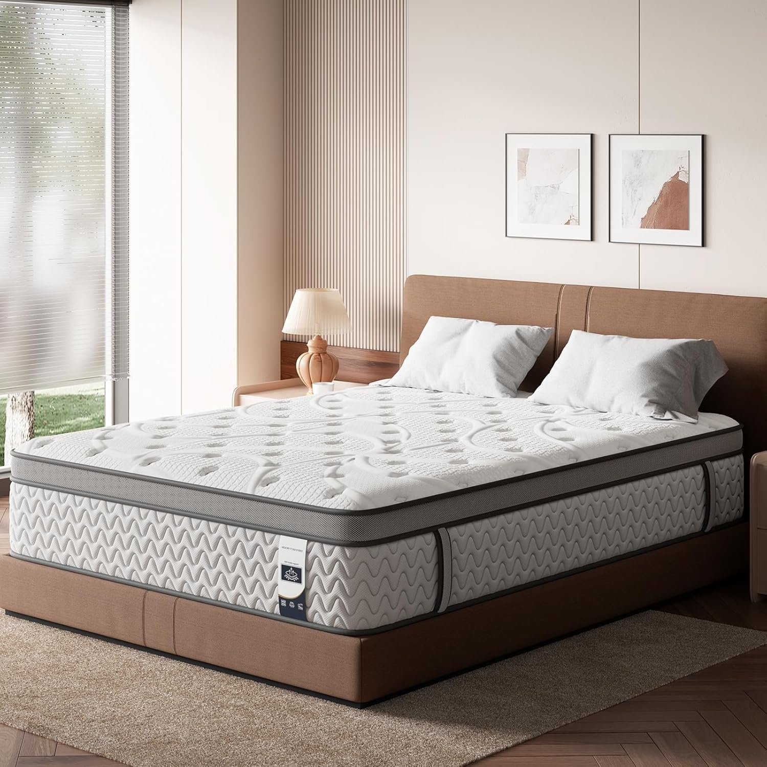 SLEEP100 Queen Mattress 12 Inch, 5-Zone Deep Sleep Firm Mattress with Extra Lumbar & Shoulder Support, Hotel Collection Hybrid Mattresses Pain Relief – Fiberglass Free – No Odor – 365 Night Trial