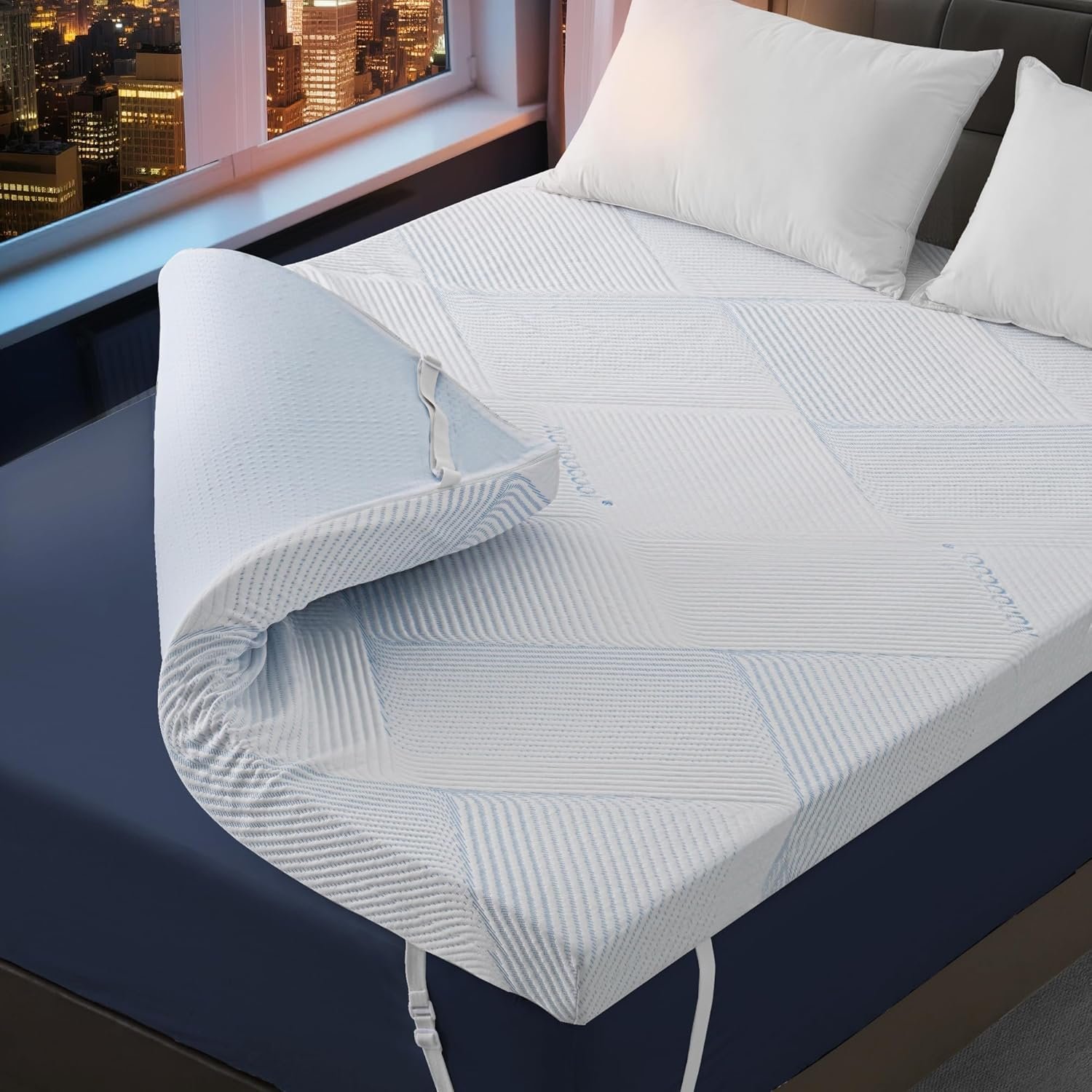 3 Inch Queen Size Gel Memory Foam Mattress Topper High Density Cooling Pad Pressure Relief Bed Topper with Removable & Washable Cover – Nanoocool™