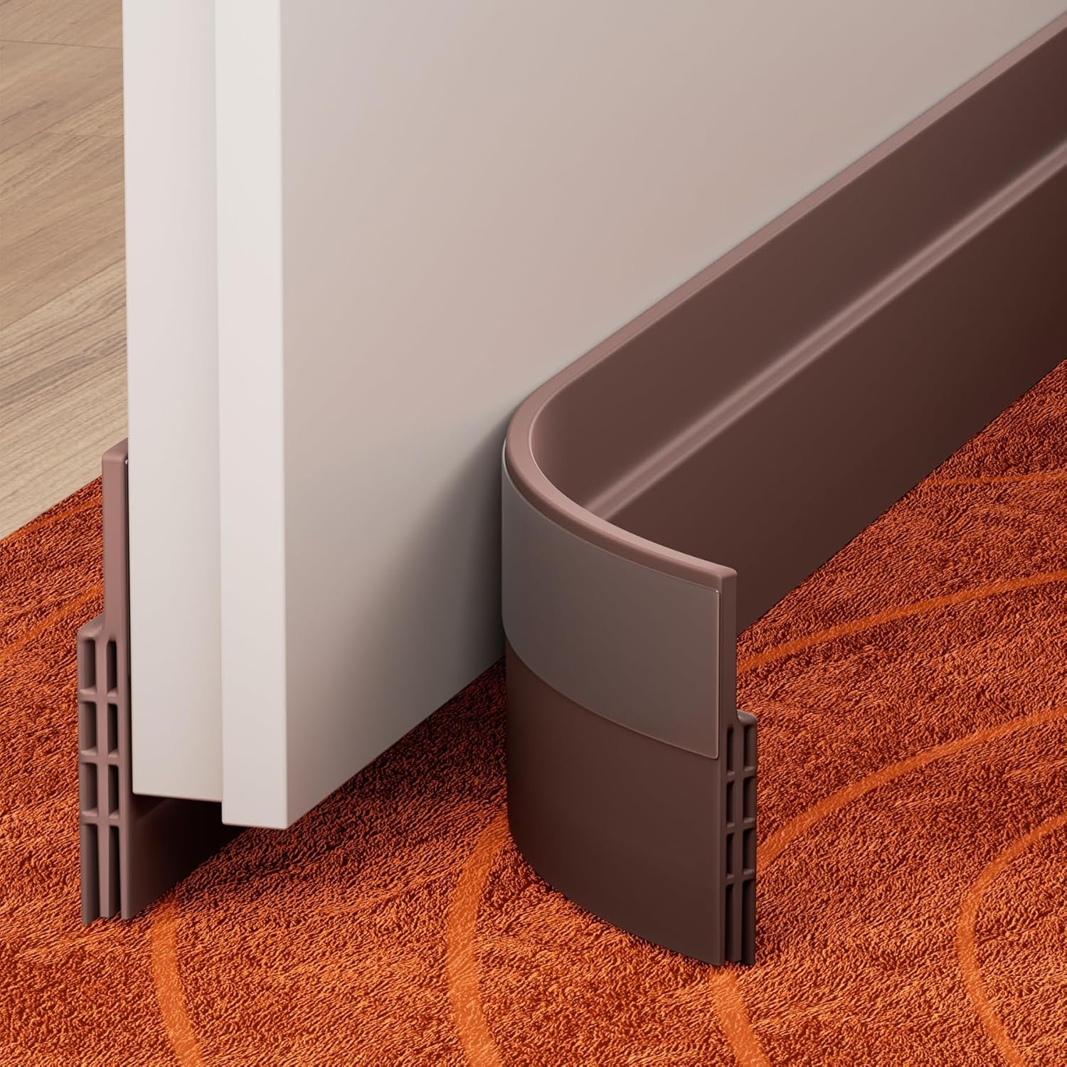 GroTheory 2 Pack Door Draft Stopper, Under Door Sweep for Exterior & Interior Doors, Weather Stripping Door Seal, Garage Window Blocker Noise Cold Air Insulation, Draft Guard Brown 2″ W x 39″ L