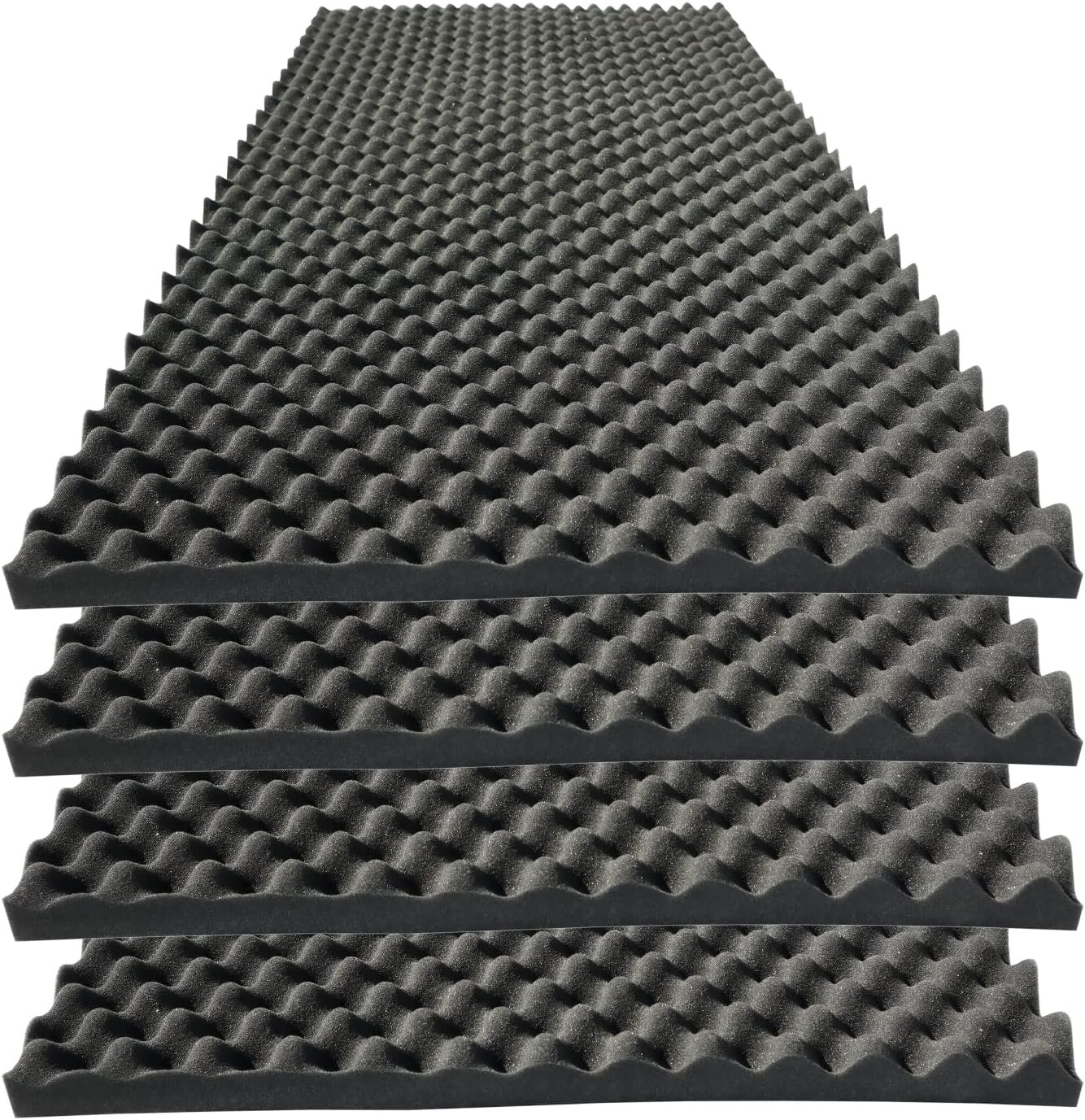 4 PCS Acoustic Panels,48”X24”X2” Egg Crate Foam Soundproof Foam Wall Panels,High Density Fireproof Noise Cancelling Foam Studio Foam Panel,Noise (Black)