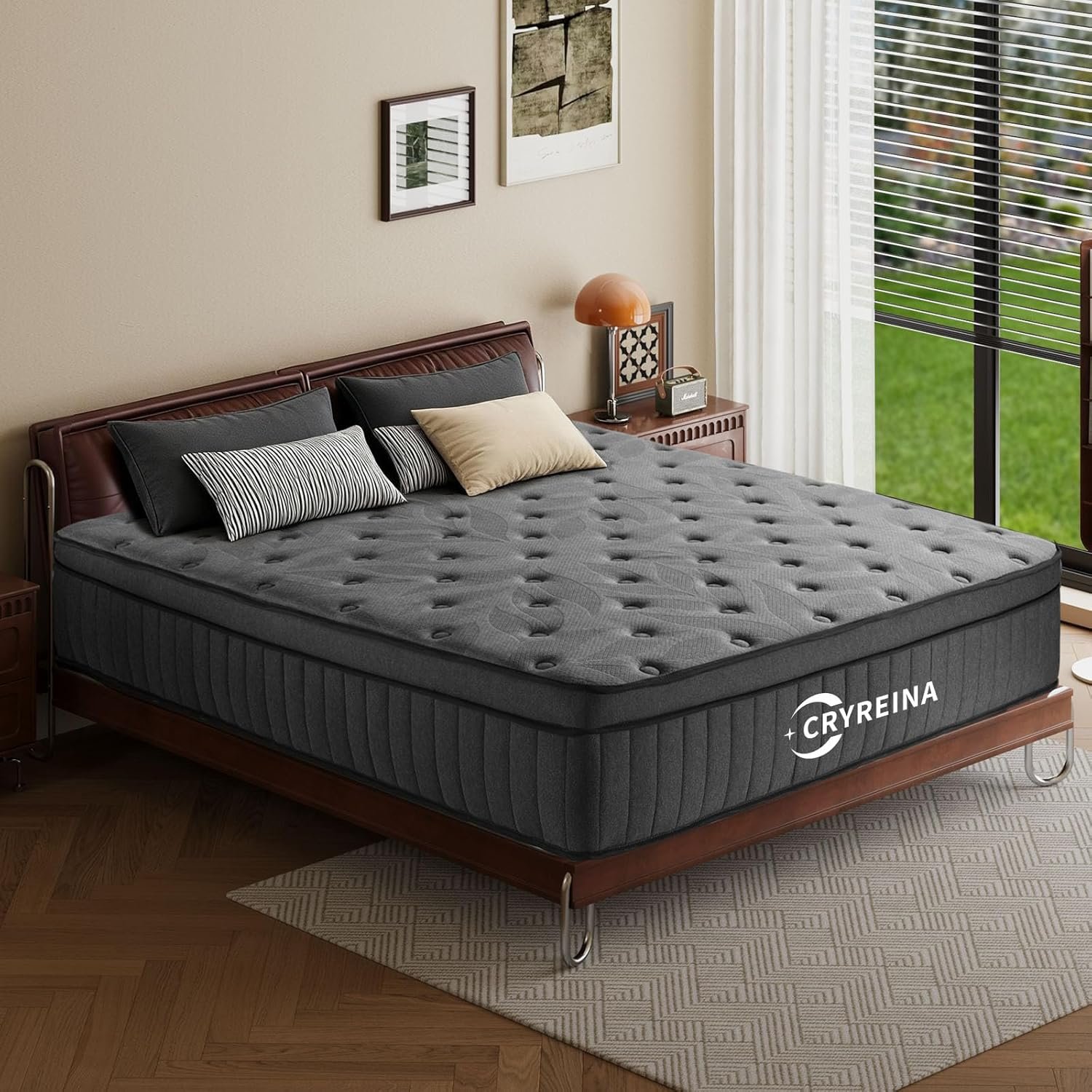 CRYREINA Full Size Mattress 10 inch, Hybrid Full Mattress in a Box, Upgrade Pocket Springs，Medium Firm, Pressure Relief, Breathable Comfort CertiPUR-US Certified