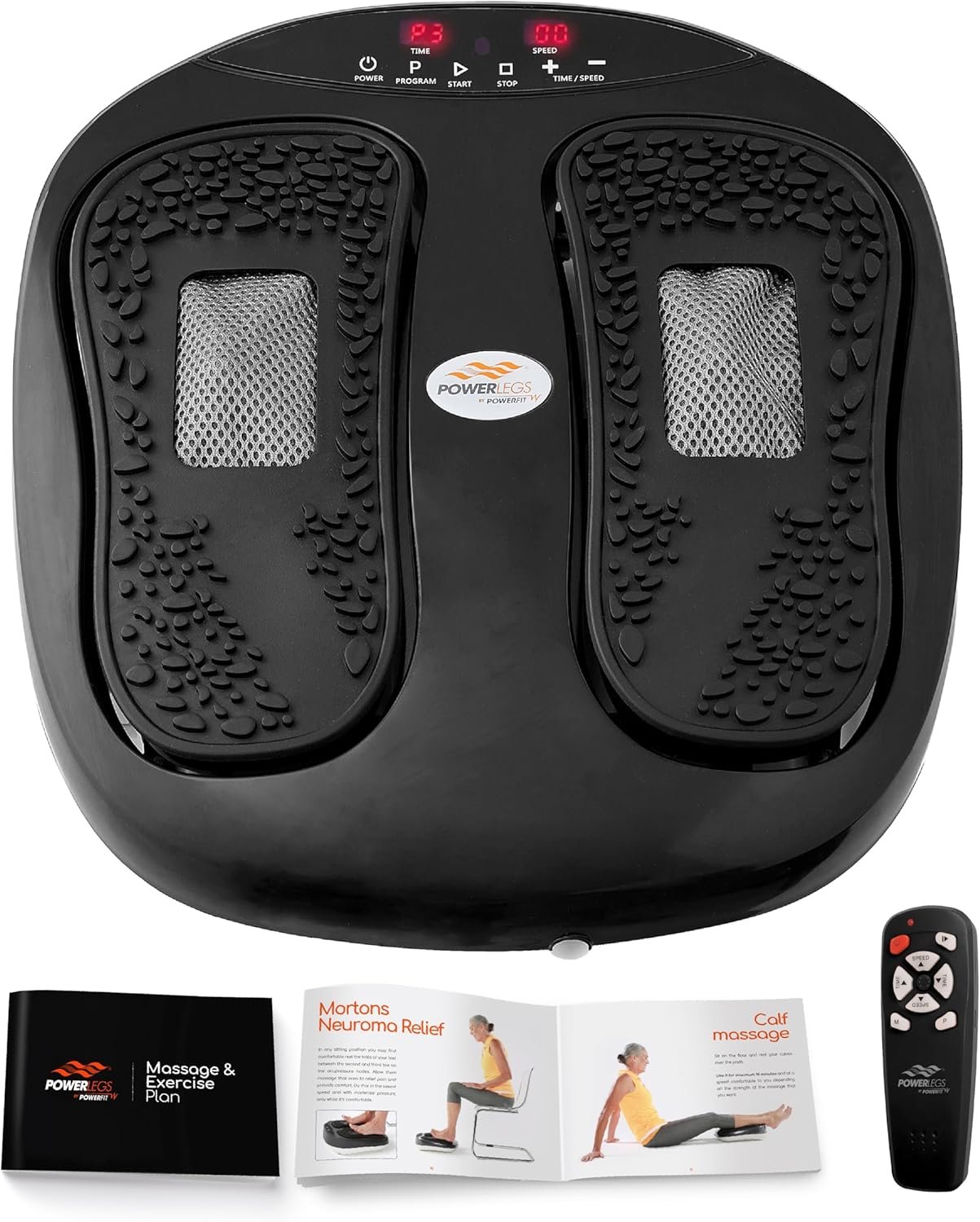 Power Legs Electric Foot Massager Machine with Remote Control, Adjustable Speed, Vibration – Calf Massager – Feet Massager for Neuropathy Pain Relief, Plantar Fasciitis, Leg Blood Circulation (Black)