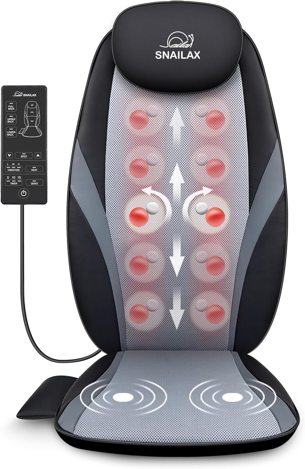 Snailax 2026 Upgraded Shiatsu Roller Back Massager with Heat Massage Chair Pad Kneading Back Massager for Pain Relief Deep Tissue Chair Massage Pad for Office Home