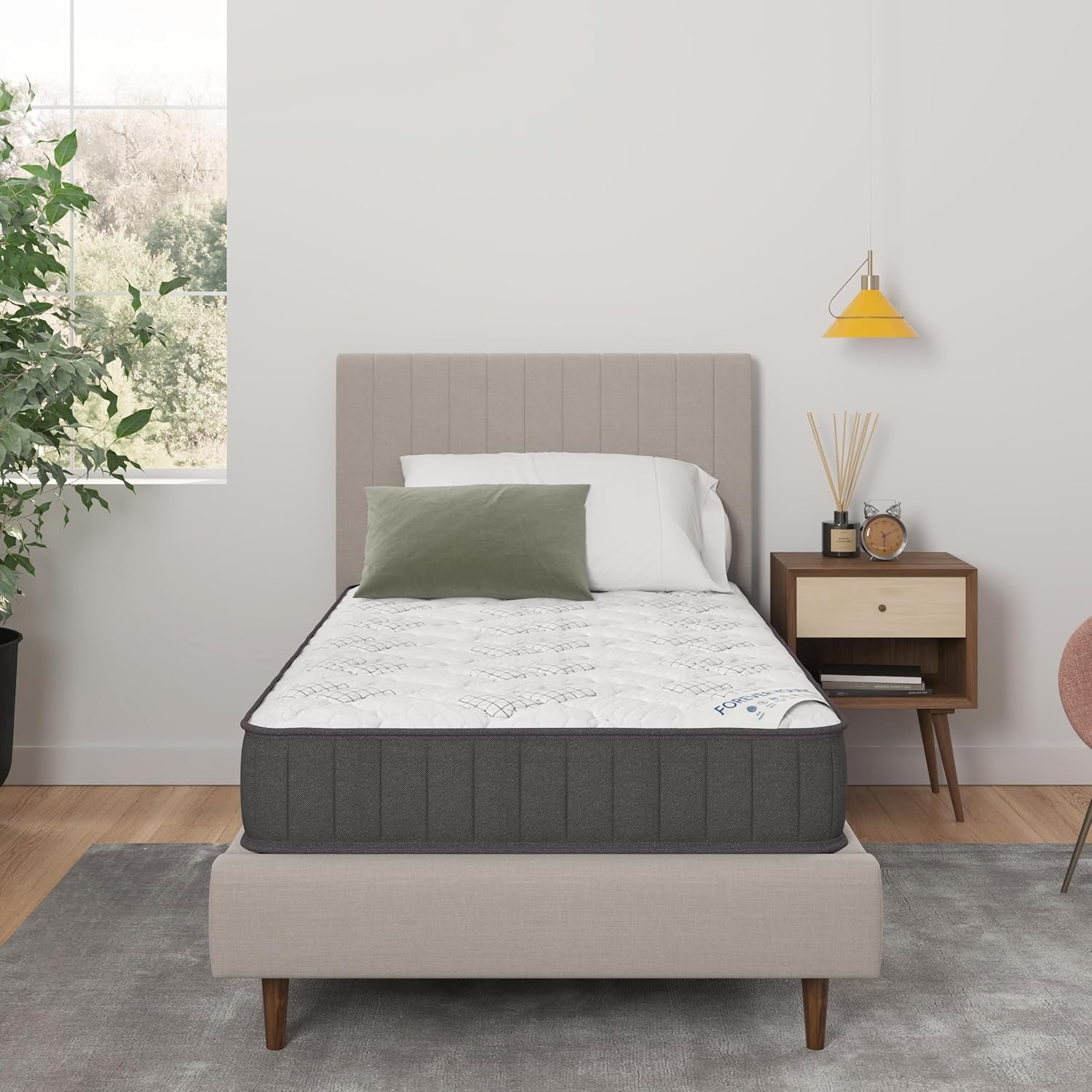 Ottomanson 9″ Hybrid Twin Mattress – Firm – Made in USA – Individually Pocketed Coils & CertiPUR-US Foam – Fiberglass-Free – Bed in a Box