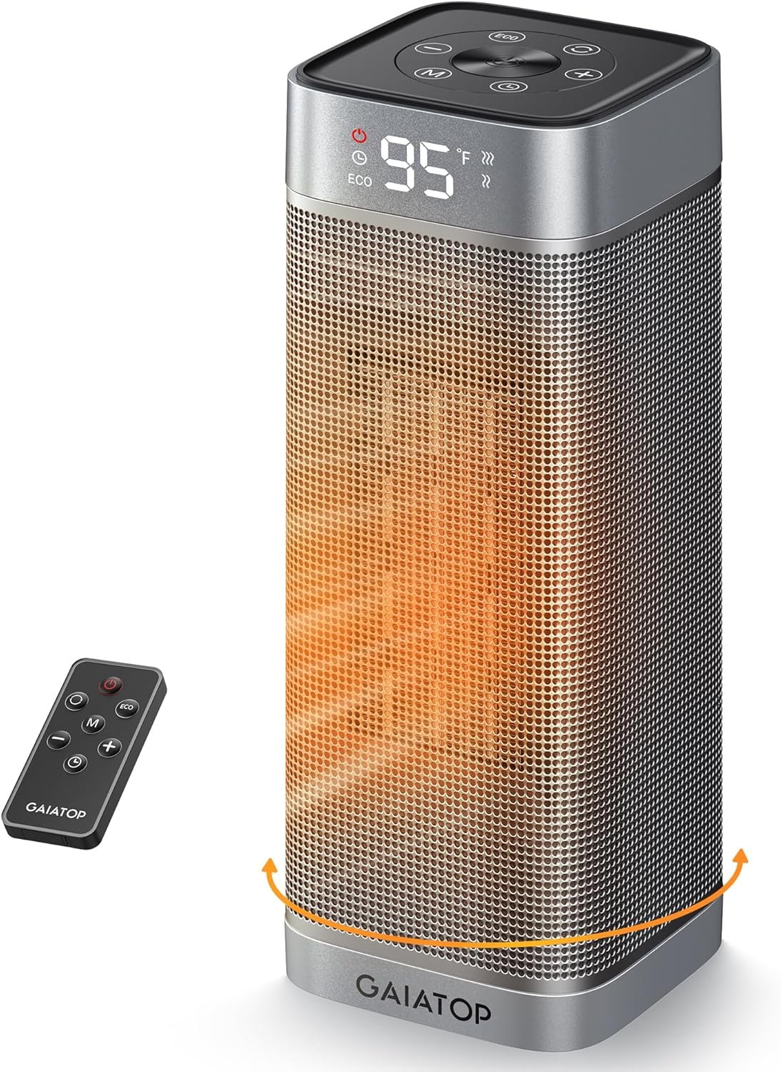 Gaiatop Space Heaters for Indoor Use, Portable Electric Heater with Thermostat, 1500W PTC Ceramic Room Heater with Remote, 5 Modes, 60° Oscillating, 12H Timer Fast Heating Bedroom Office Bathroom Home