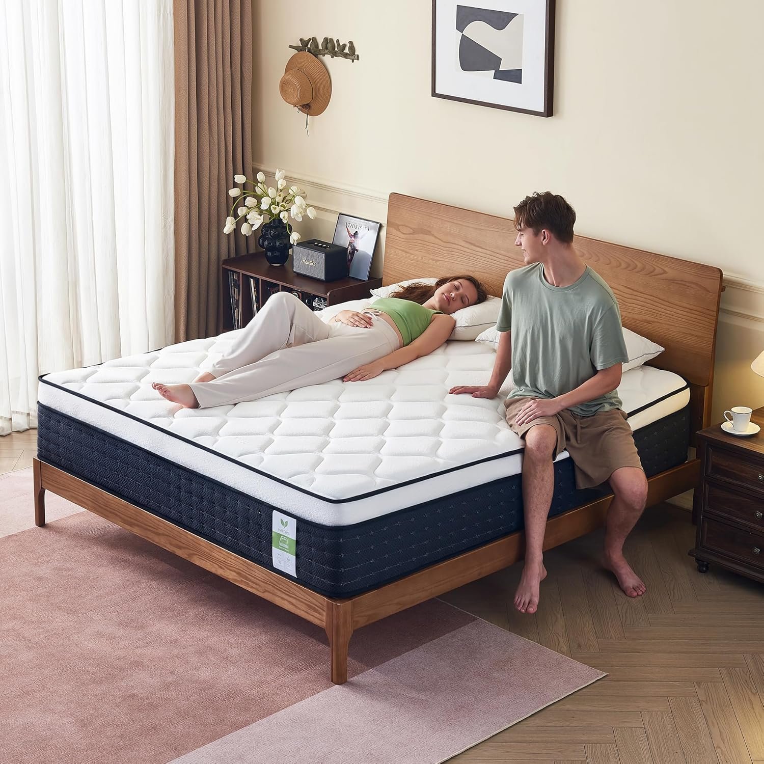Yantan 12 Inch Queen Mattress: Upgraded Hybrid Queen Size Mattresses with Pocket Springs for Pressure Relief, Memory Foam Queen Bed Mattress in a Box for Motion Isolation, Medium Plush, CertiPUR-US