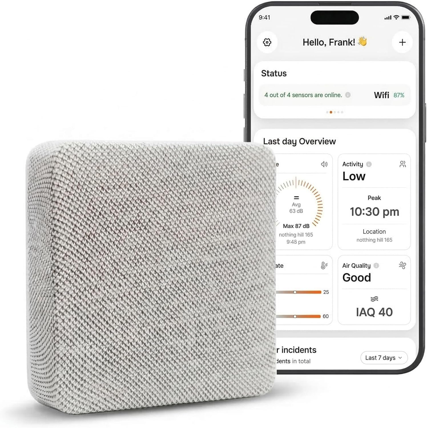 Layla Smart Home Agent — 9-in-1 Smart Sensor, Noise & Motion Detector, Air Quality Monitor with CO2, bVOC, Humidity & Energy Tracking | AC Controller, Works with Alexa & Google Home | No Subscription