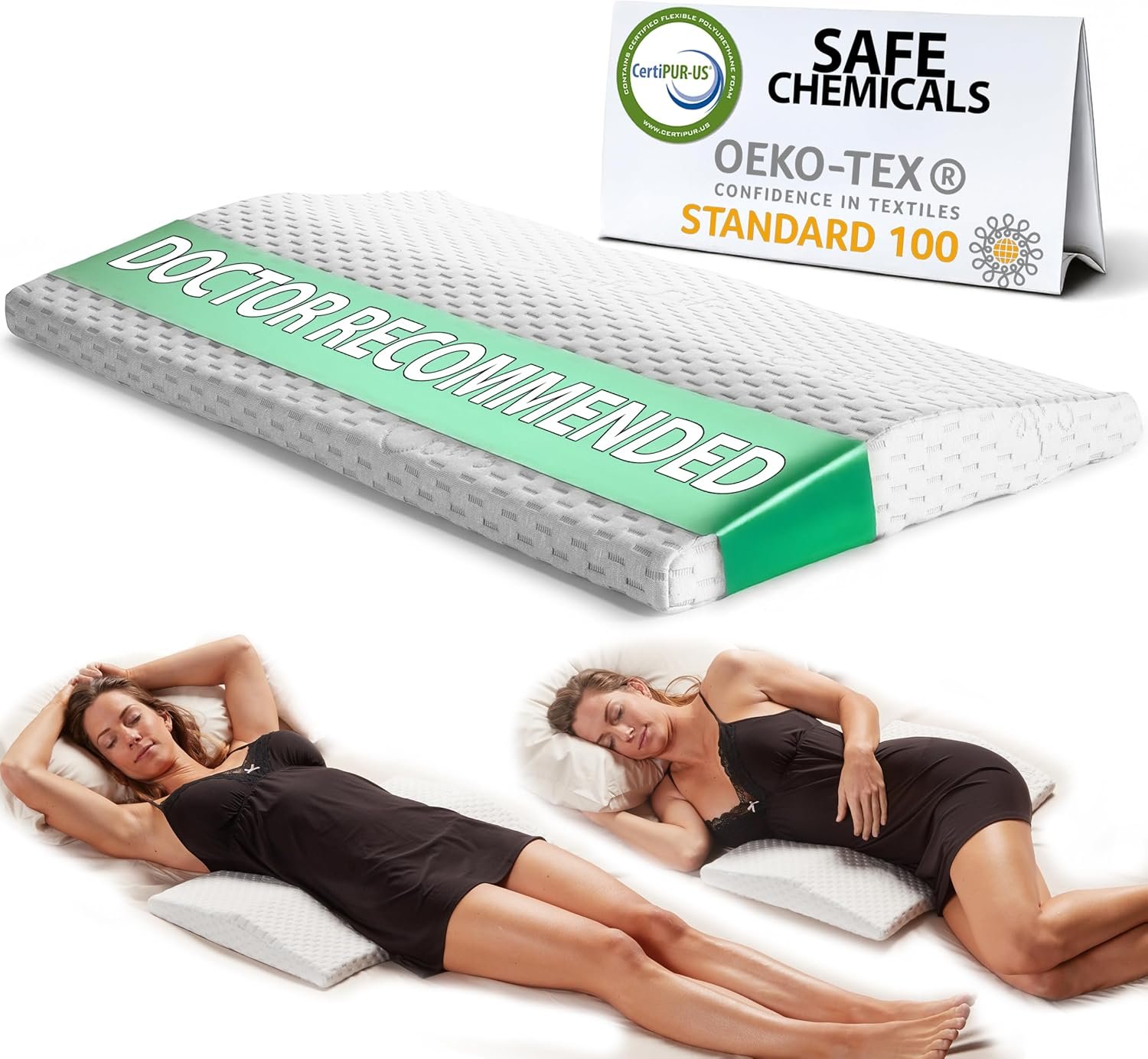 ComfiLife Lumbar Support Pillow for Sleeping Memory Foam Pillow for Back Pain Relief – Side, Back and Stomach Sleepers- Triangle Wedge Pillow – Bed Rest Pillow – Medium-Soft (White, Standard)