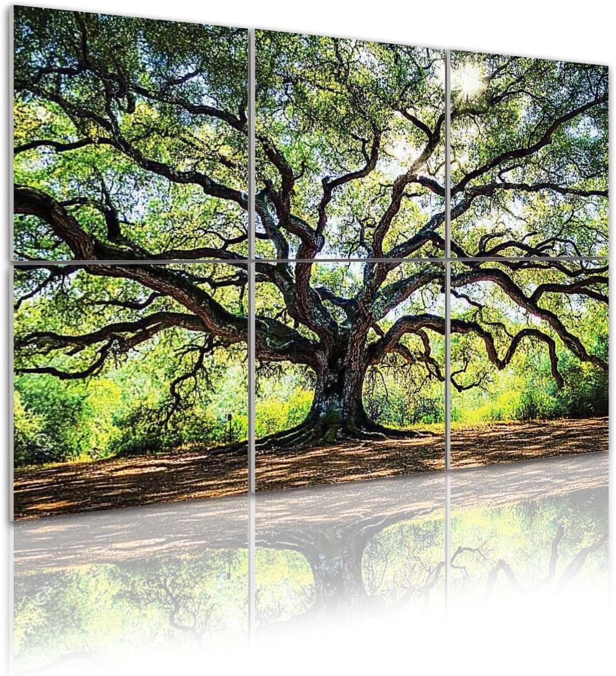 Art Acoustic Panels South Oak Tree Nature Scenic 6 Pack Decorative Sound Absorbing Wall Panels 72×48″ Noise Canceling Soundproof Padding Room Decor for Office