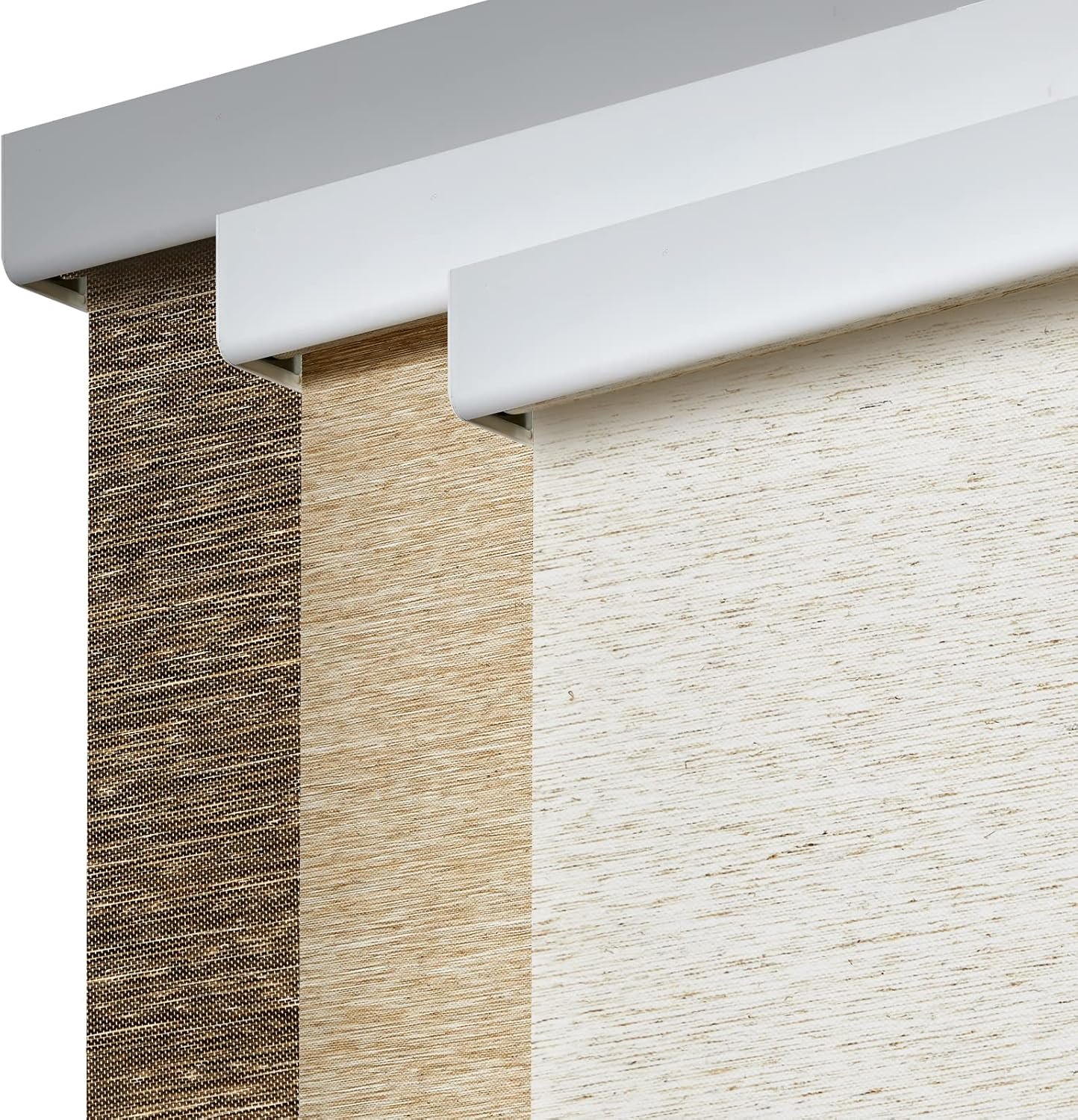Persilux Custom Size Free-Stop Shades with Valance, Natural Woven Cordless Blinds, Light Filtering Roller Shades for Home, Roller Window Shades, Door Blinds for Windows (Cream)