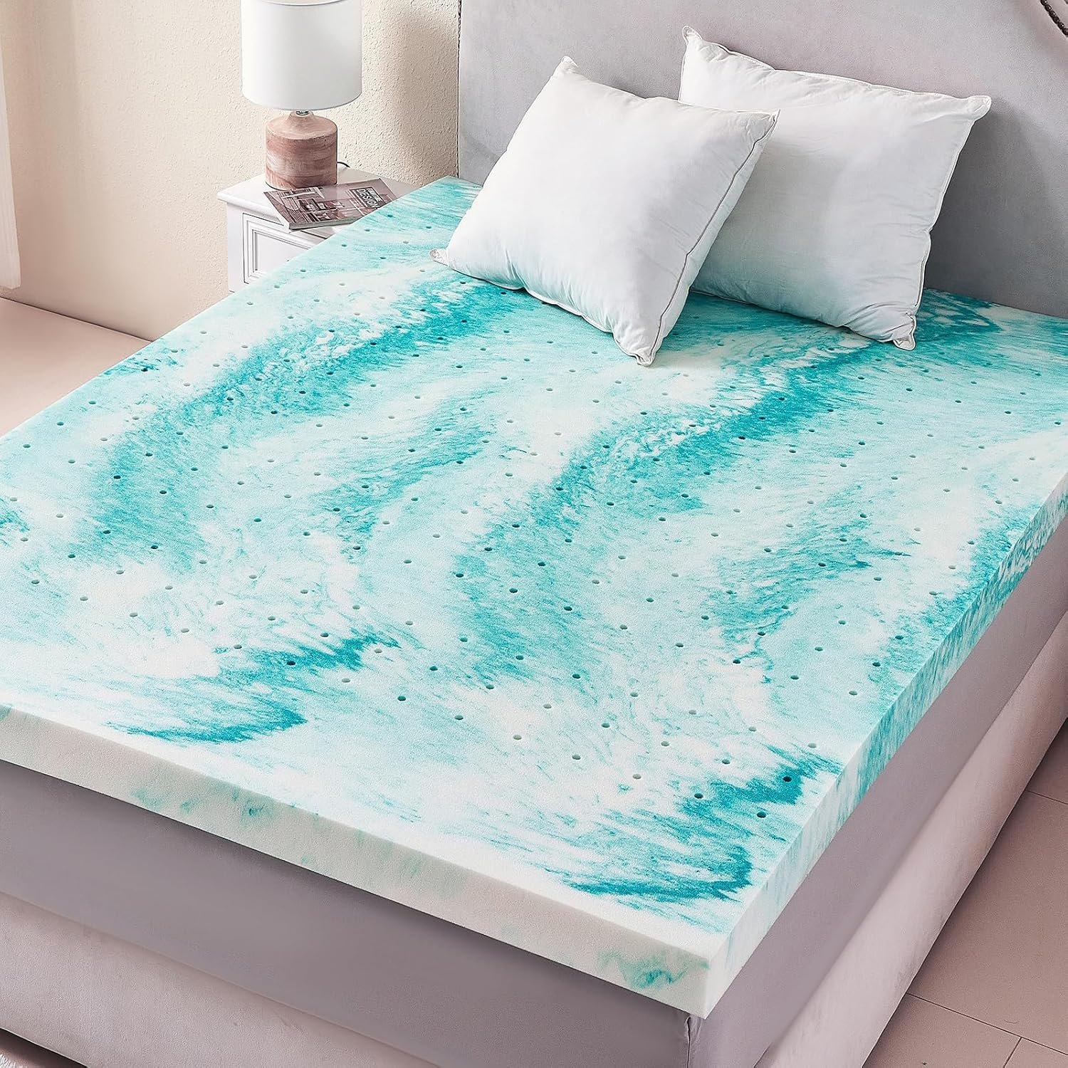 3 inch Memory Foam Mattress Topper Queen Size Bed, Gel Infused Memory Foam Mattress Pad for Back Pain Relief, 60×80 Inches