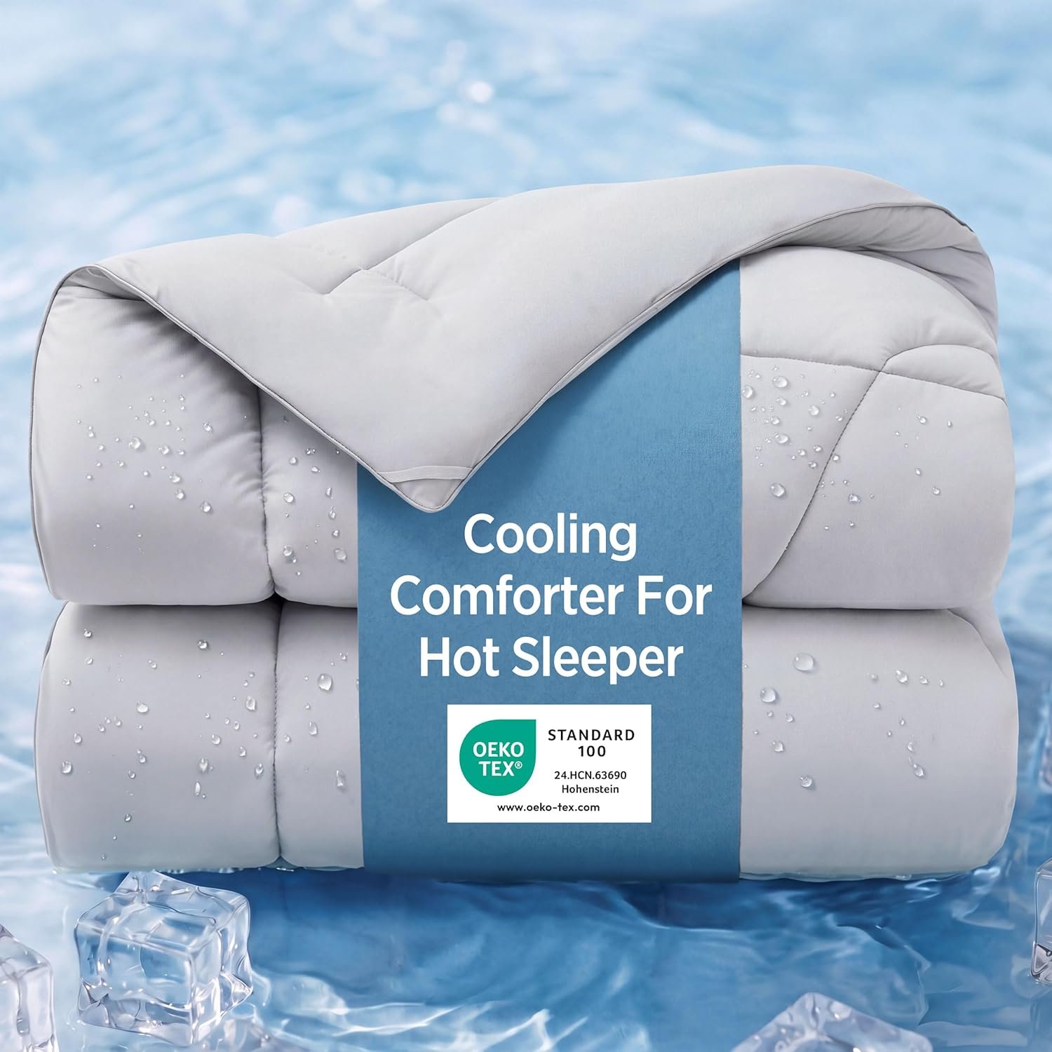 Bedsure Cooling Comforter Queen Size – Cooling Blankets for Hot Sleepers, Lightweight Comforter for Summer with Dual-Sided Cool Tech, Soft Breathable Cold Blanket for Sleeping, Grey, 88×88 Inches