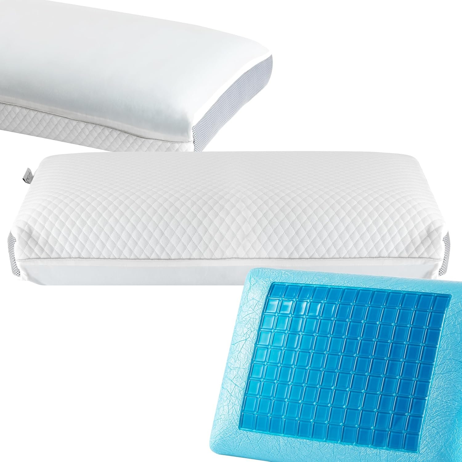 Perfect Cloud Dual Option Cooling Gel Pods Memory Foam Bed Pillow for Sleeping – 5.5-inch Breathable Medium-Loft (Standard)