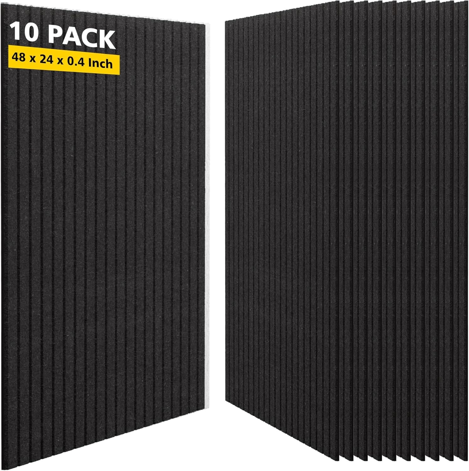 Acoustic Panels,10 Pack Sound Panels Noise Reducing for Walls,47.2″x23.6″x0.35″ Soundproof Wall Panels,High-Density Acoustic Wall Panels,Decorative Wall Sound Absorbing Panel,Black