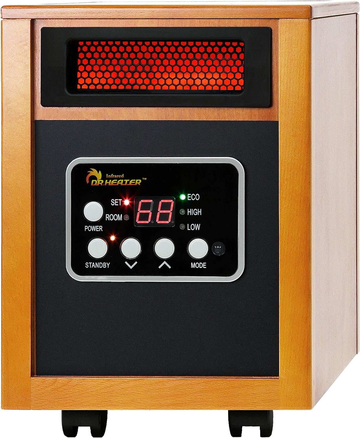 Dr Infrared Heater DR-968 Portable Space Heater, 1500-Watt, Cherry