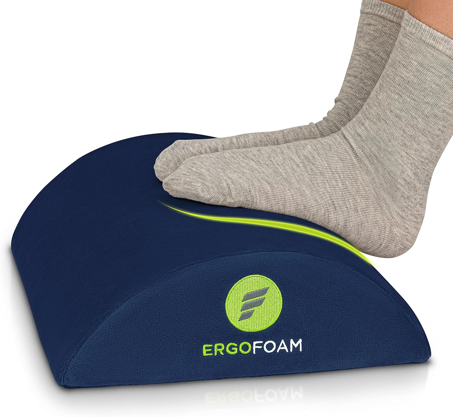 ErgoFoam Ergonomic Foot Rest Under Desk – Premium Velvet Soft Foam for Comfortable Rest; Navy Blue