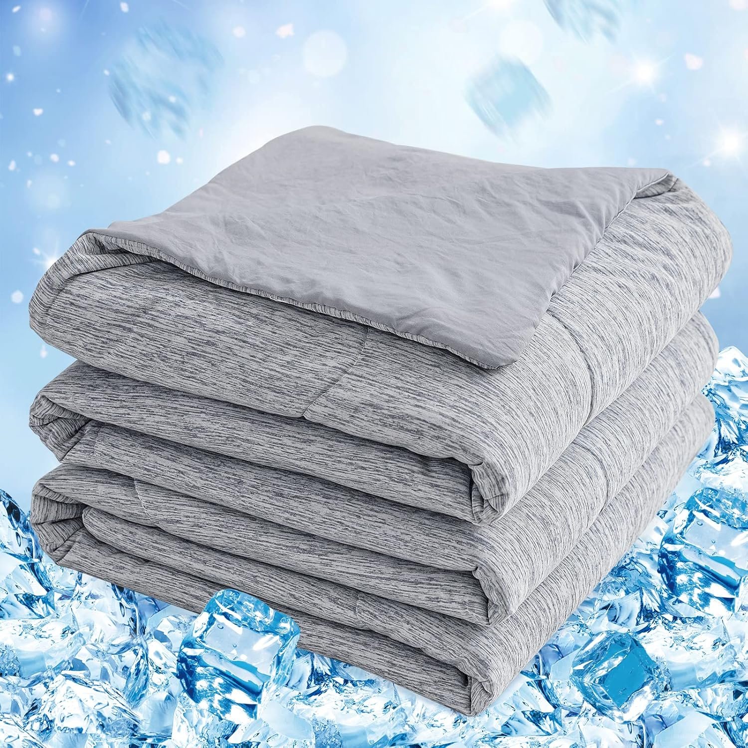 CHOSHOME Cooling Comforter Twin Size, Cooling Blanket for Hot Sleeper, Q-Max 0.45 Arc-Chill Cooling Fiber, Cool Soft Thin Breathable Summer Blanket for Bed, Couch, (60″ x 90″, Grey)