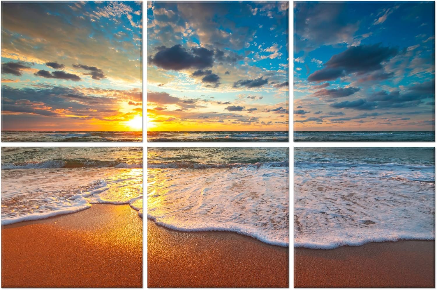 Ruonin.X Wall Art Panels, 6 Pack Decorative Sound Absorbing Wall Panels for Recording Studio and Home, Beach Sunset, 72×48 inch